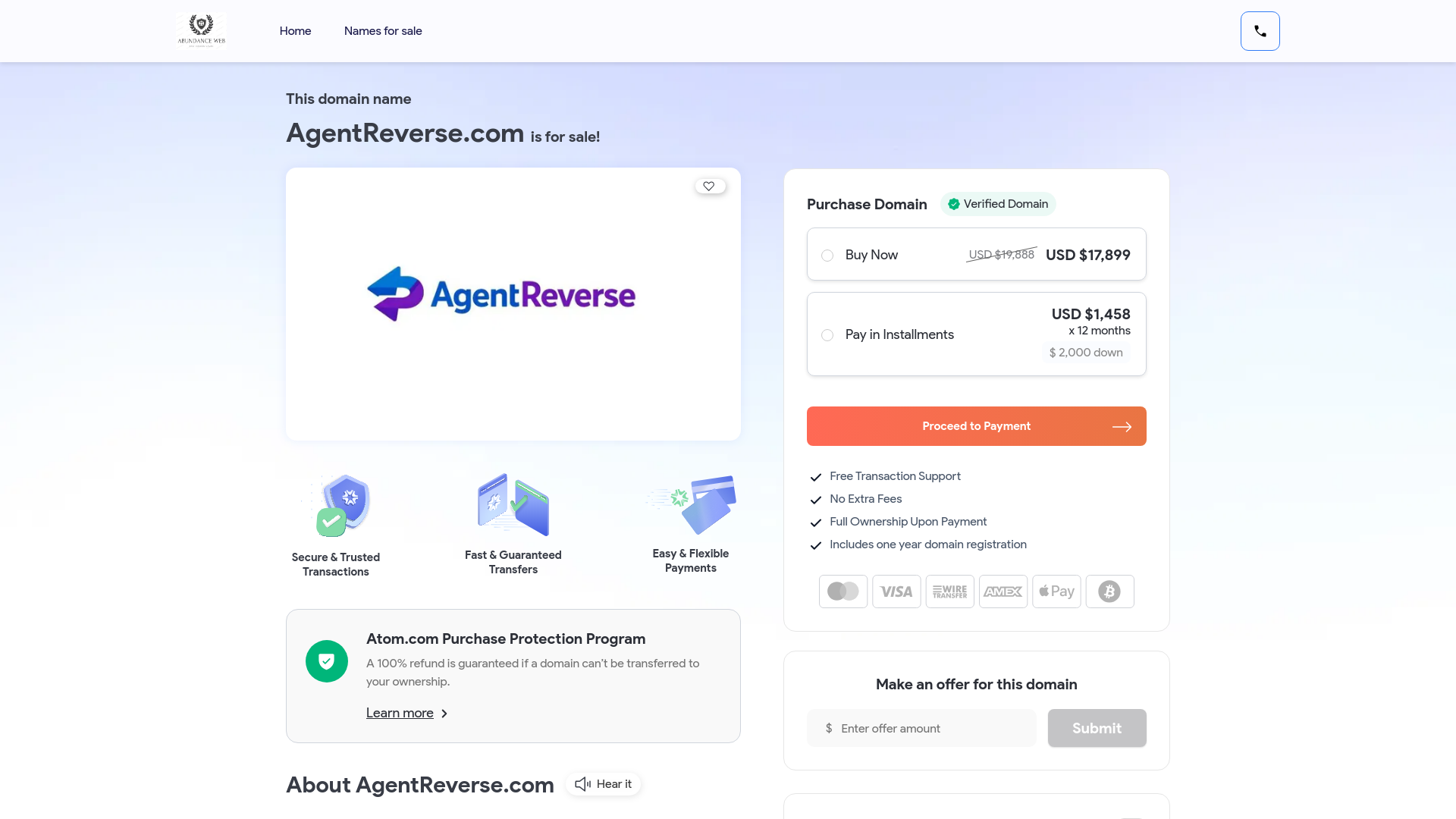 website screenshot of https://agentreverse.com