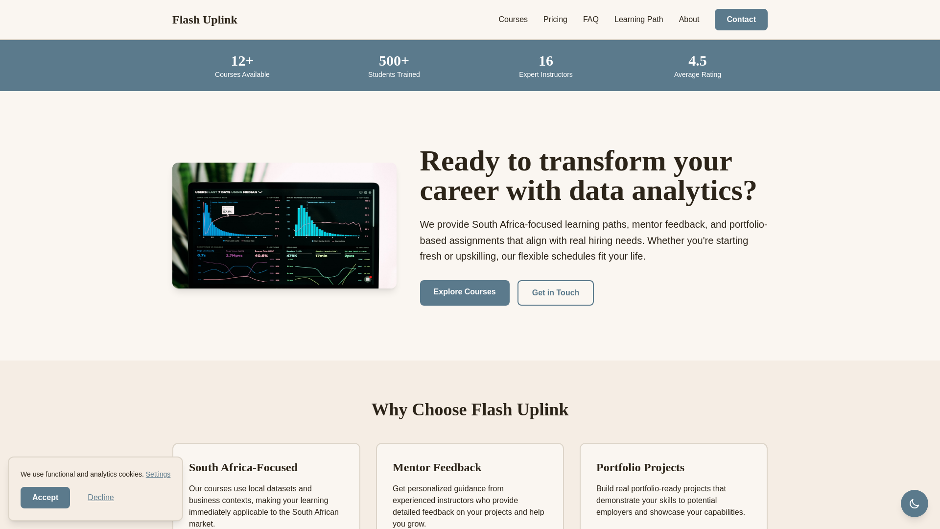 website screenshot of https://flash-uplink.digital/