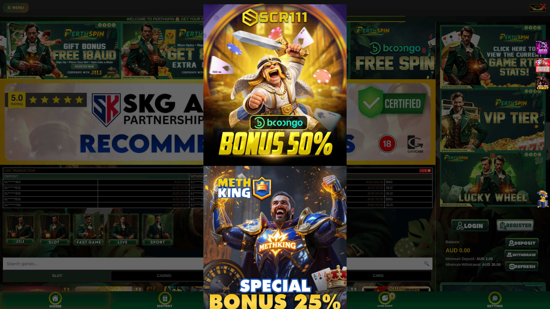 website screenshot of https://perthspin.xyz