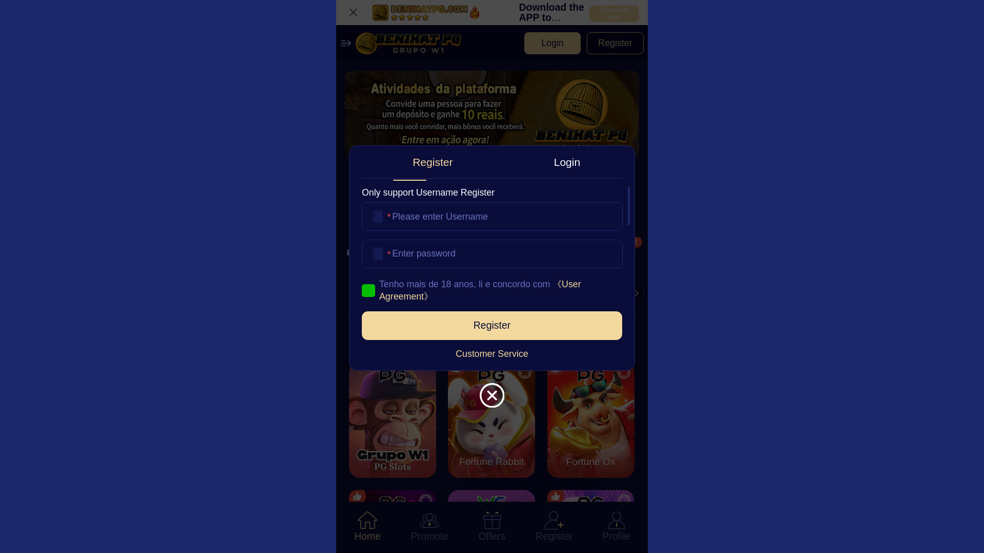 website screenshot of https://w1-benihatpg.vip/