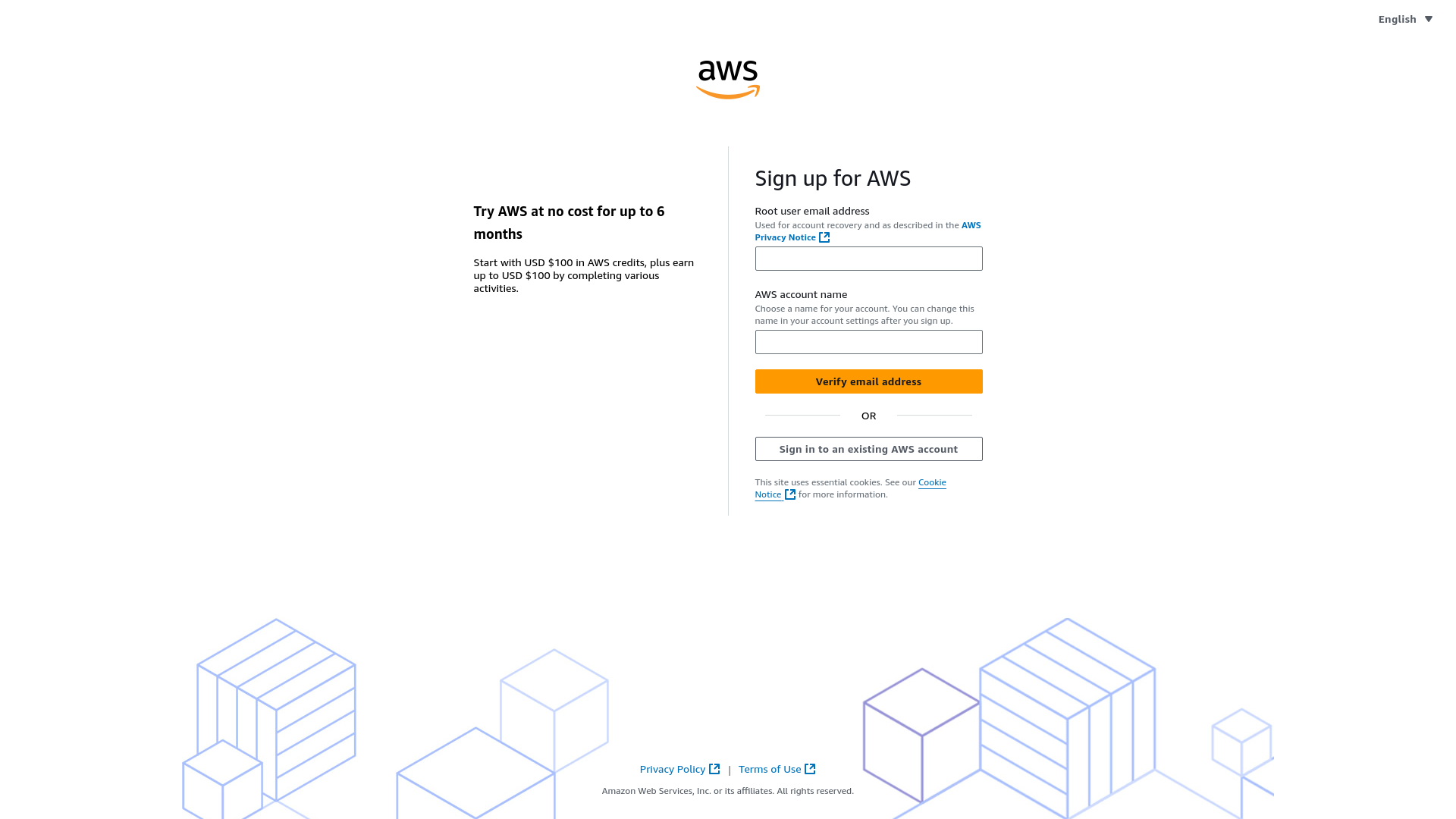 website screenshot of https://signin.aws.amazon.com/signup?request_type=register