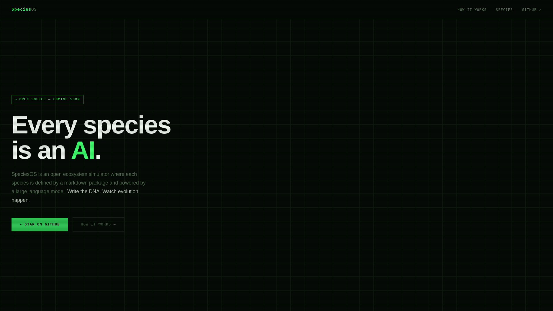 website screenshot of https://speciesos.ai/