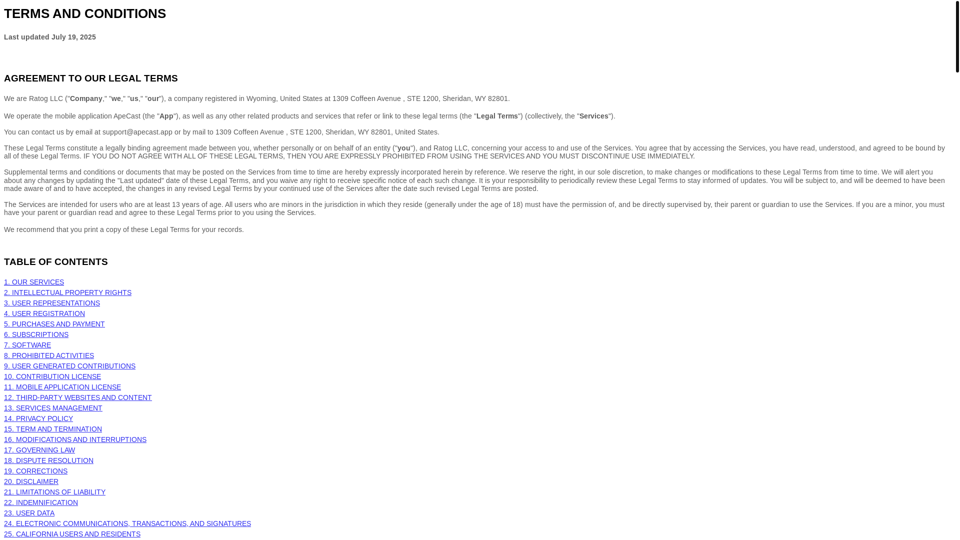 website screenshot of https://ape-cast-terms.pages.dev/