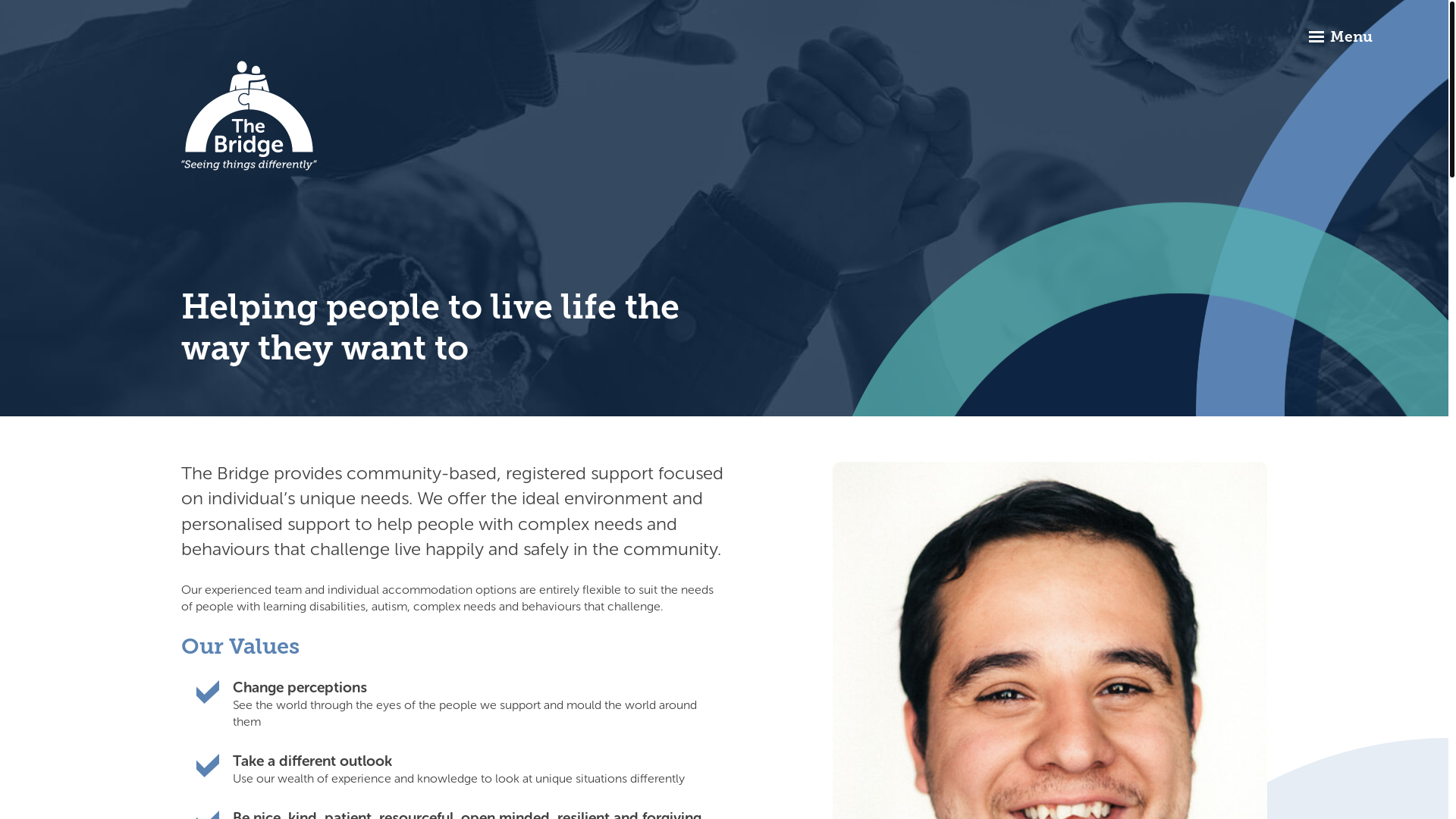 website screenshot of https://thebridgecare.info/