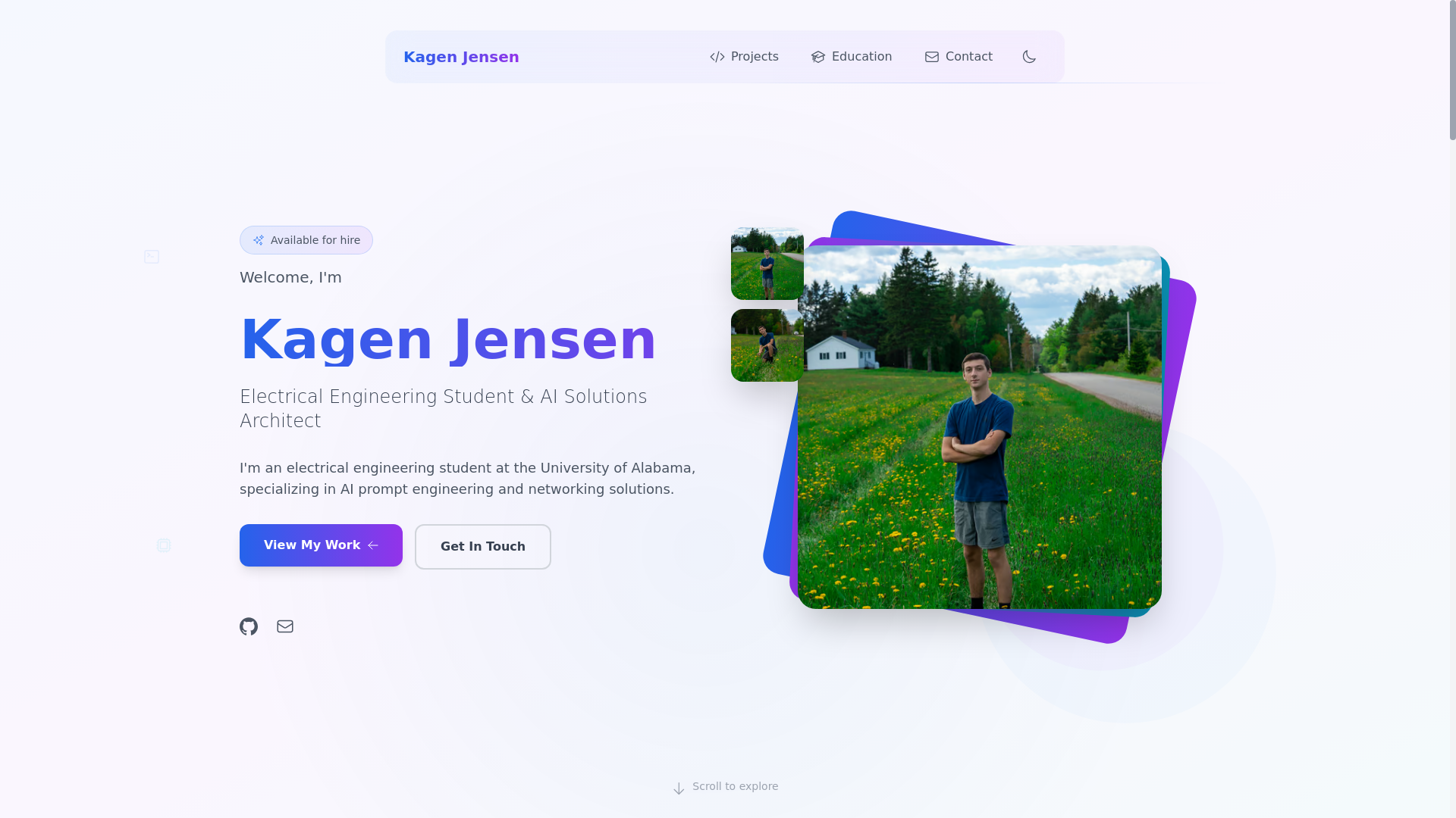 website screenshot of https://kagen-portfolio.pages.dev/