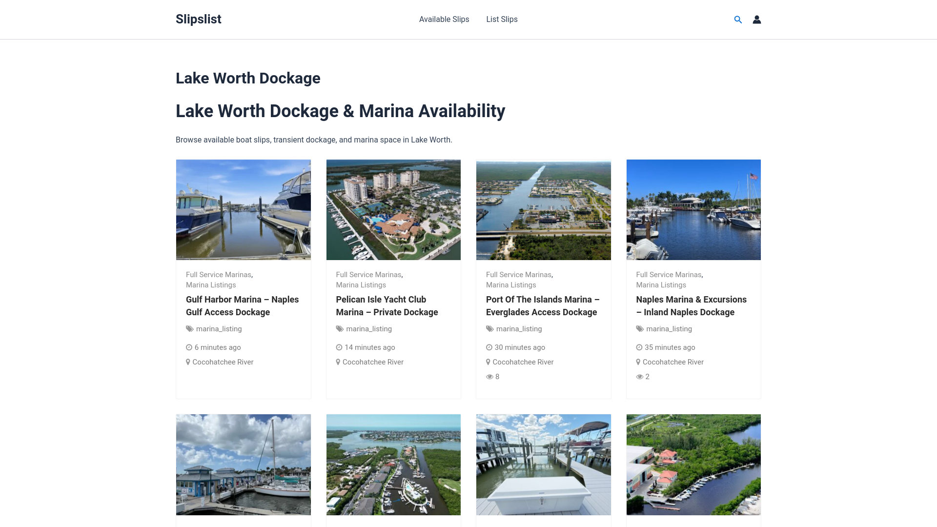 website screenshot of https://lakeworthmarina.com/