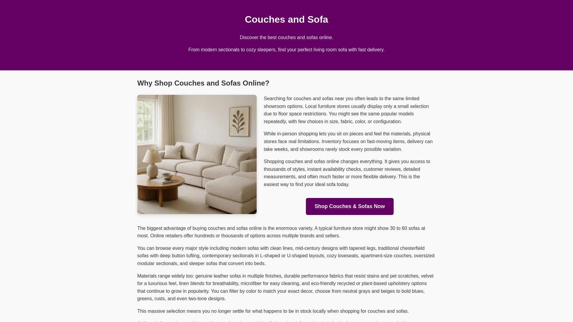 website screenshot of https://couchesandsofa.online/