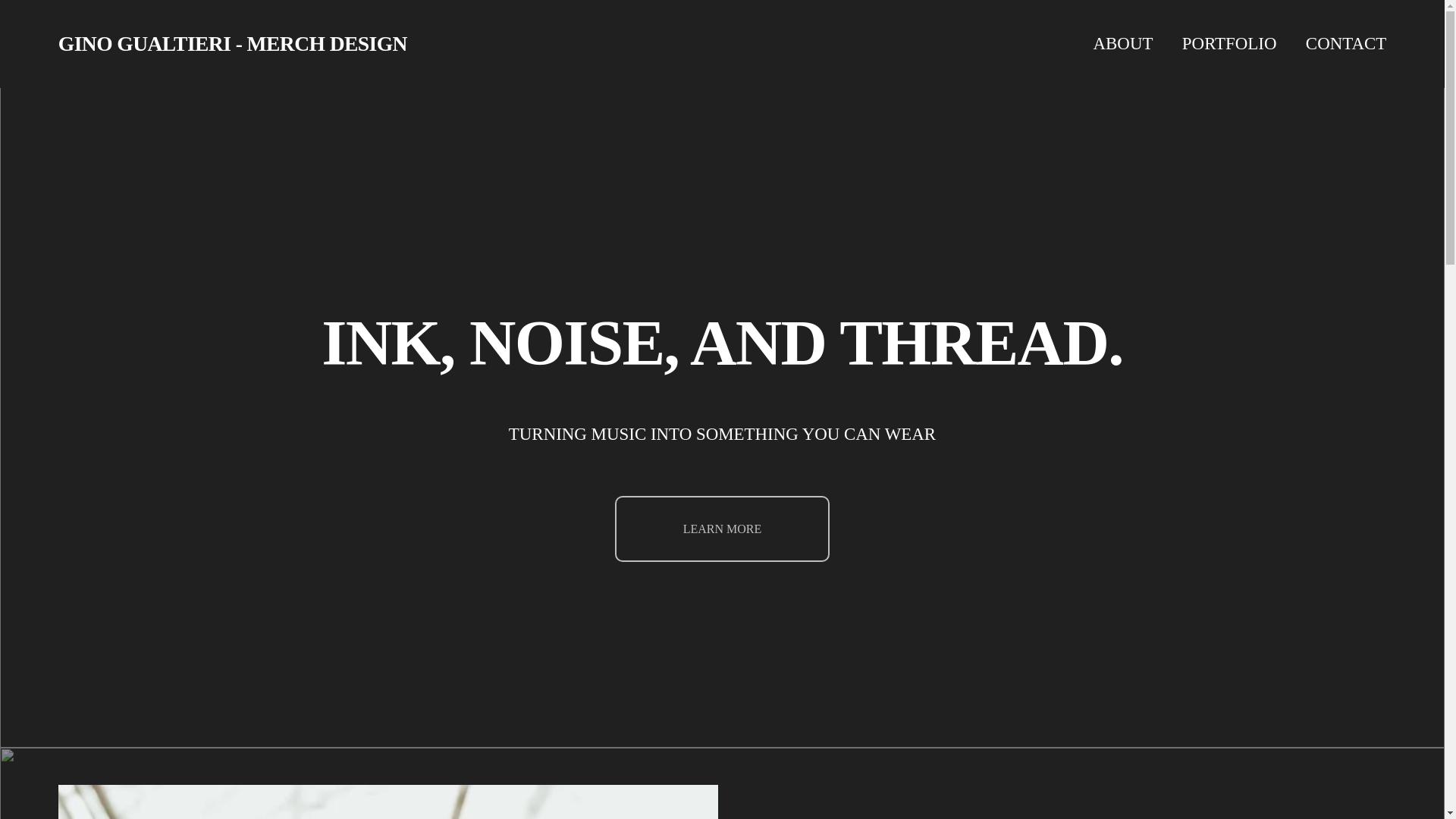 website screenshot of https://ginogualtieri-merchdesign.com/