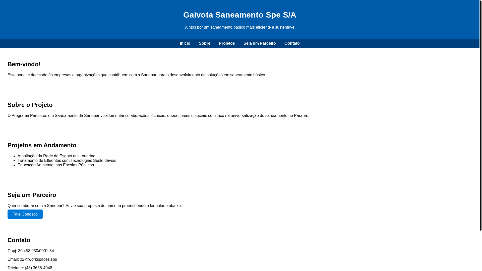 website screenshot of https://saneamentob.sbs/