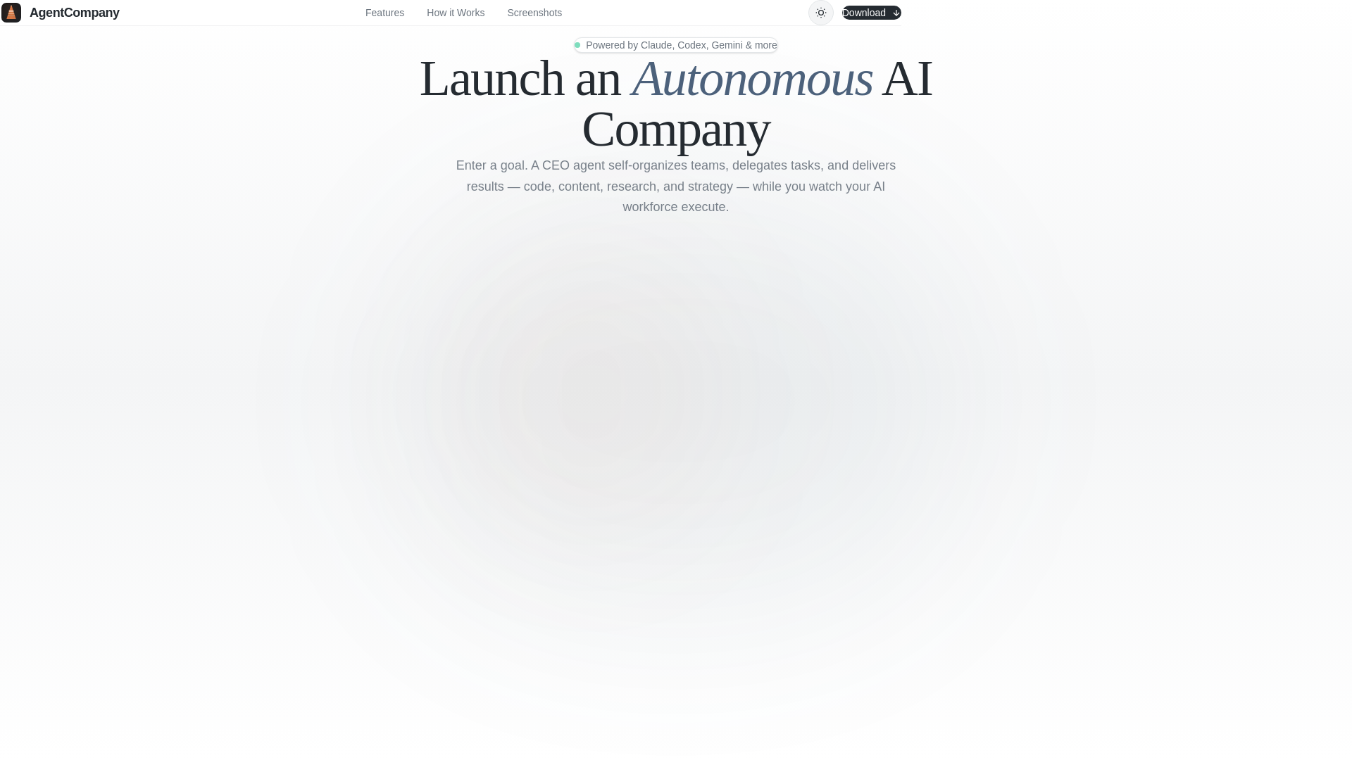 website screenshot of https://agentcompany-landing.pages.dev/