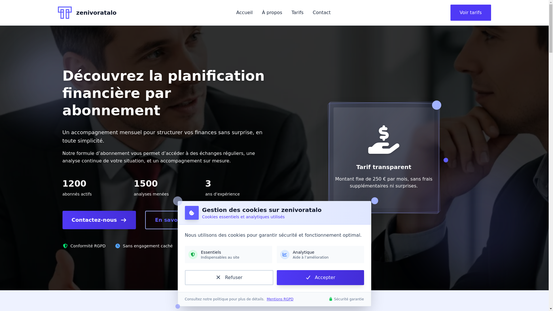 website screenshot of https://zenivoratalo.com