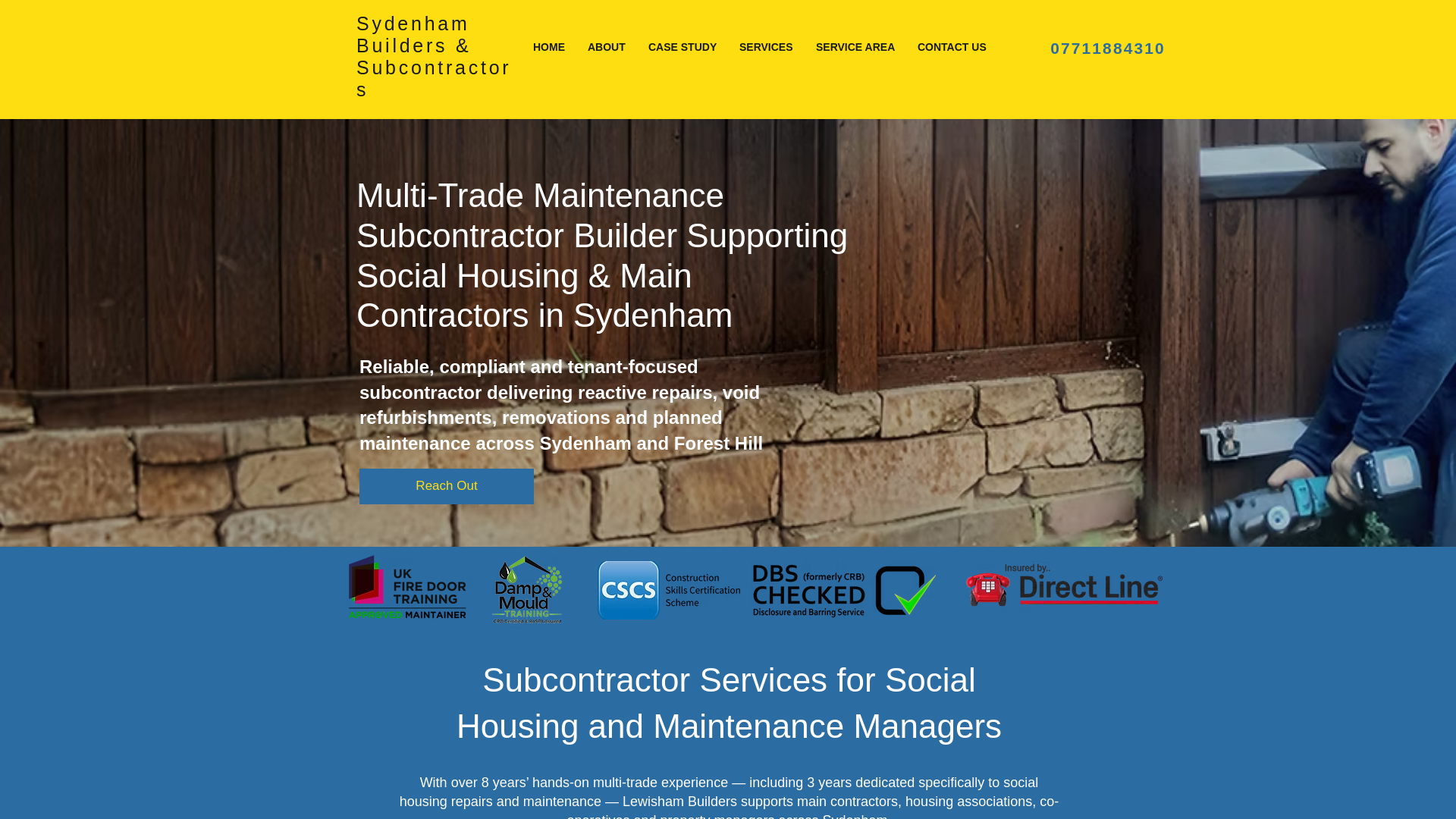website screenshot of https://sydenhambuilders.com/