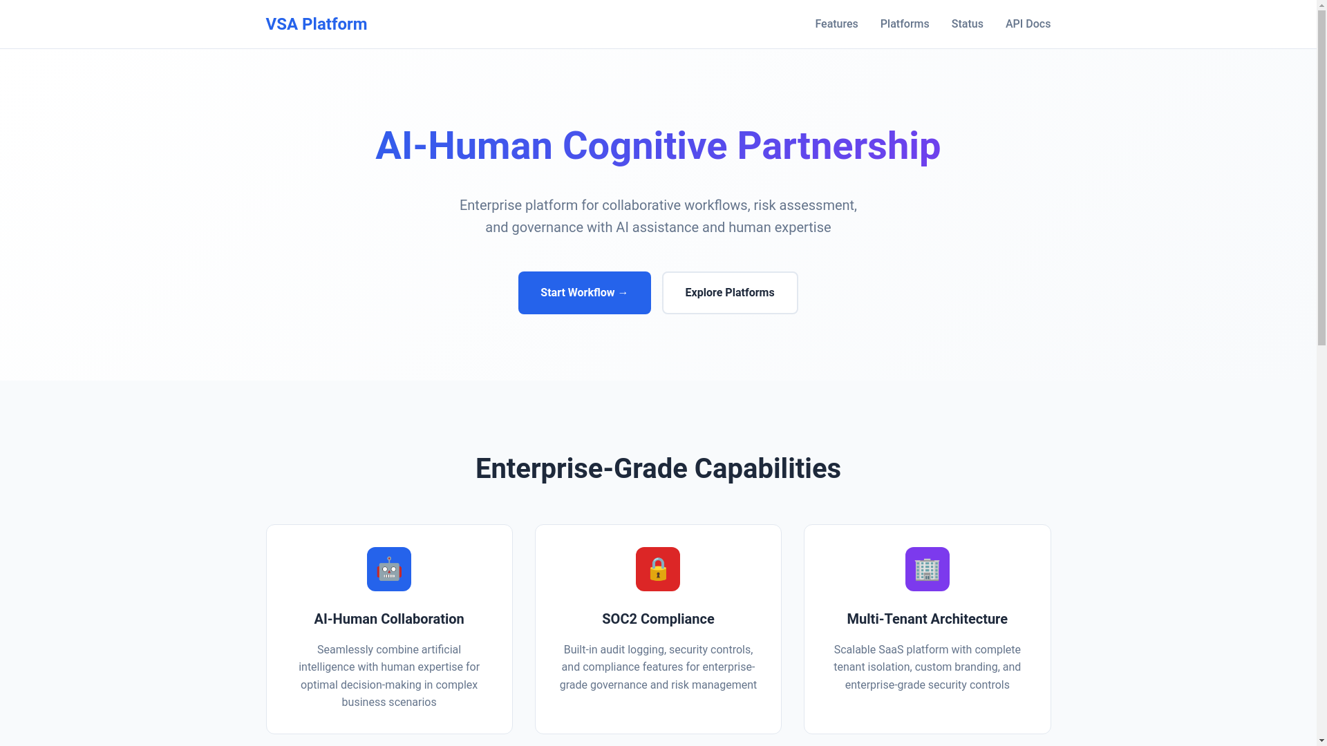 website screenshot of https://vsa-landing.pages.dev/