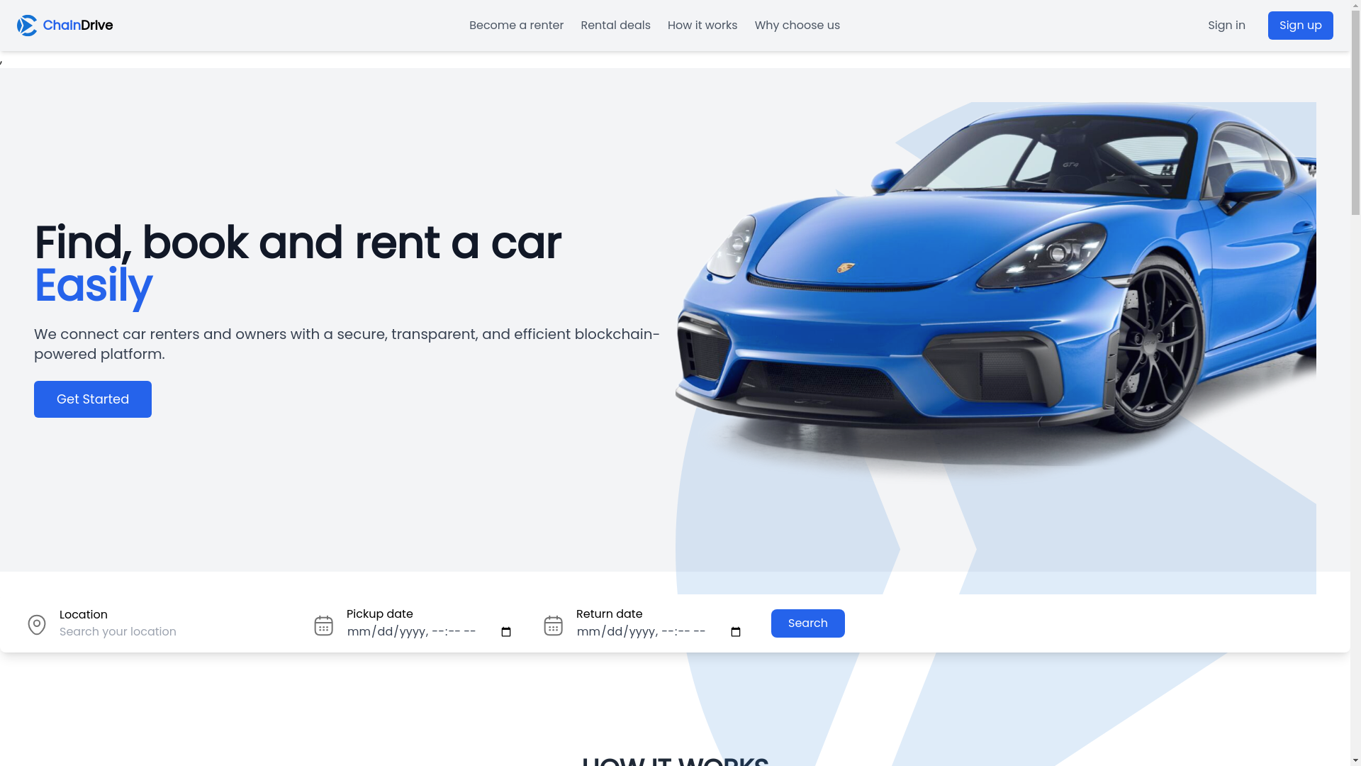 website screenshot of https://chaindrive.app/