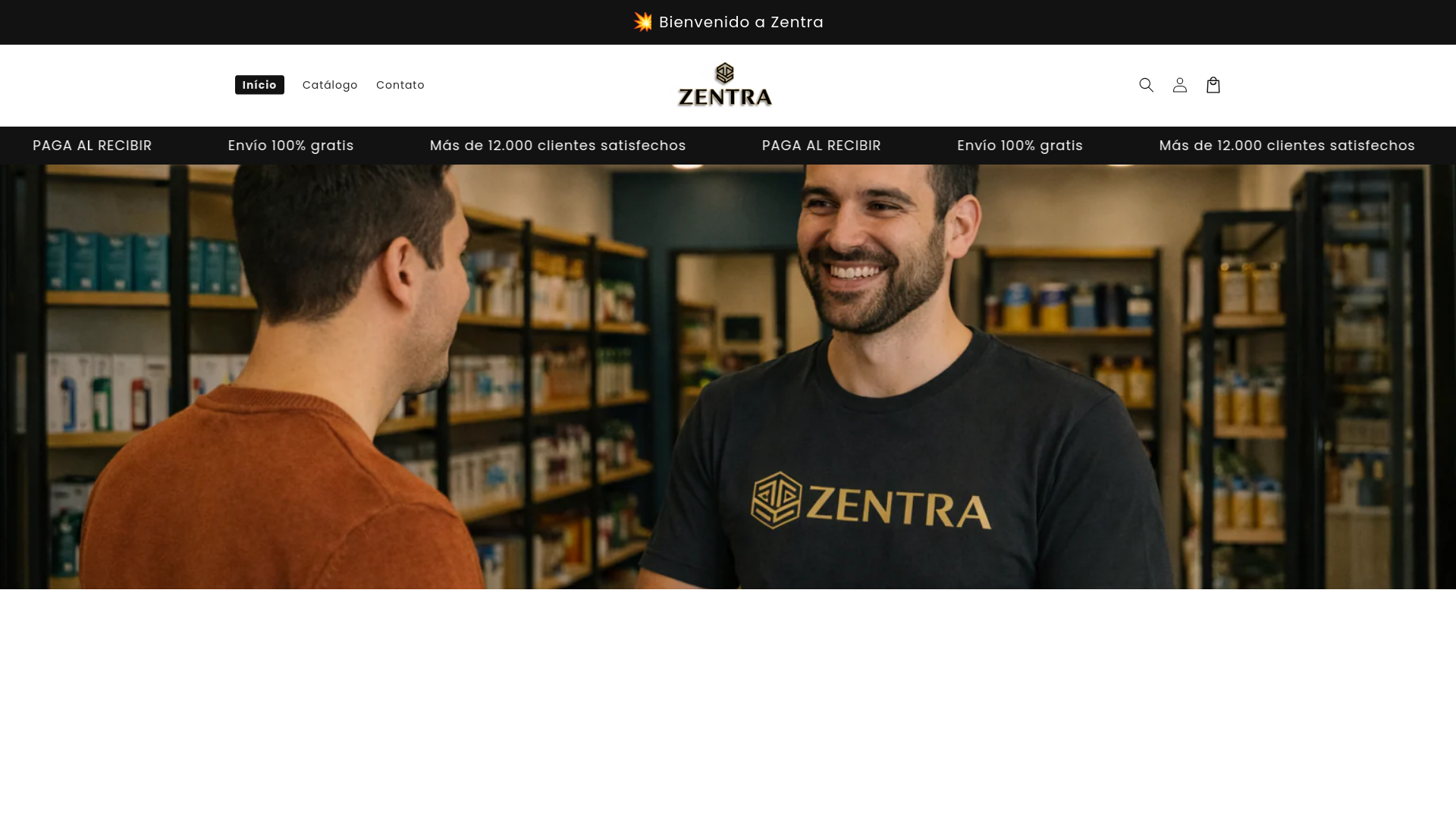 website screenshot of https://zentraoficial.store/