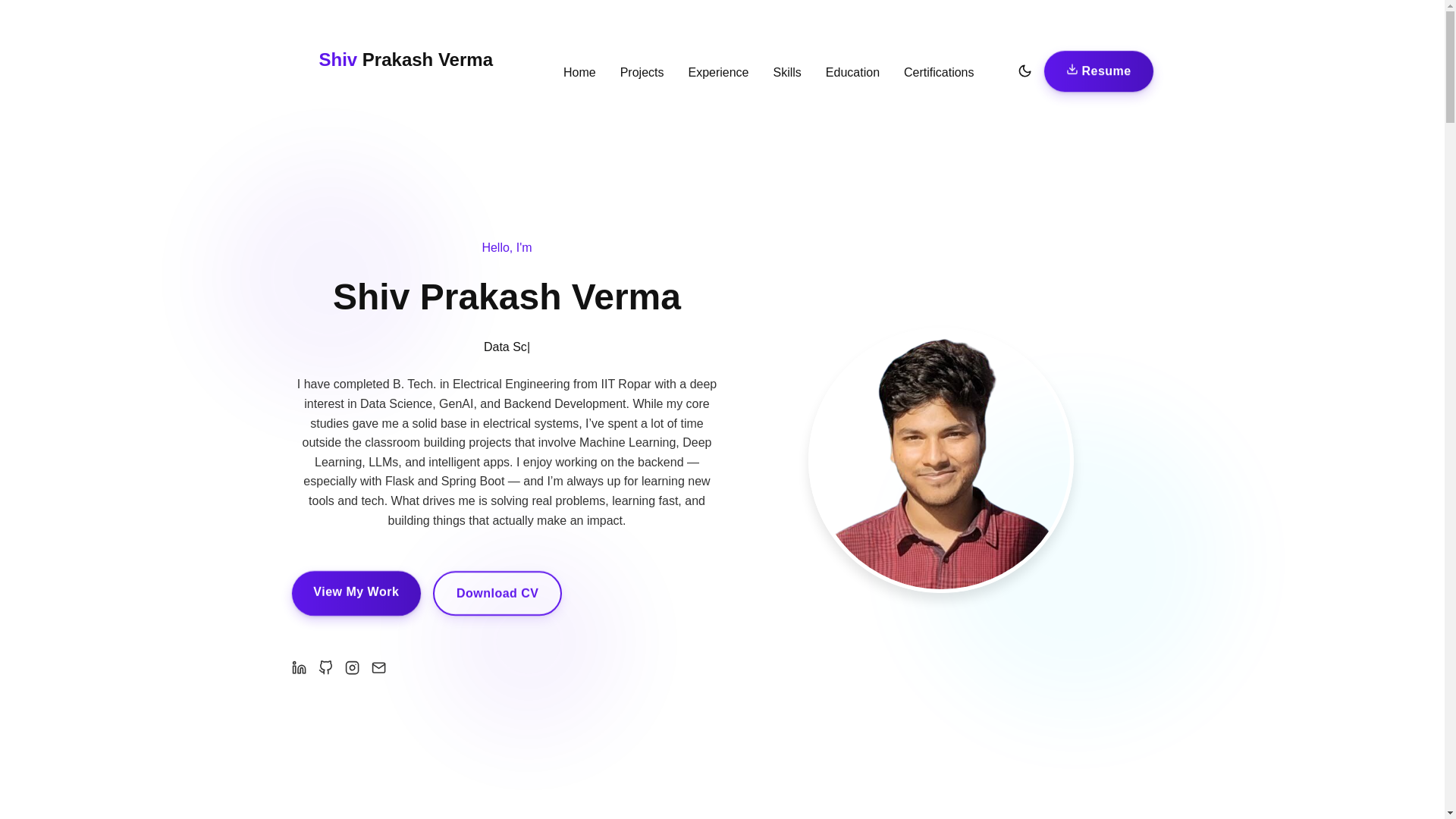 website screenshot of https://shivprakash.dev/