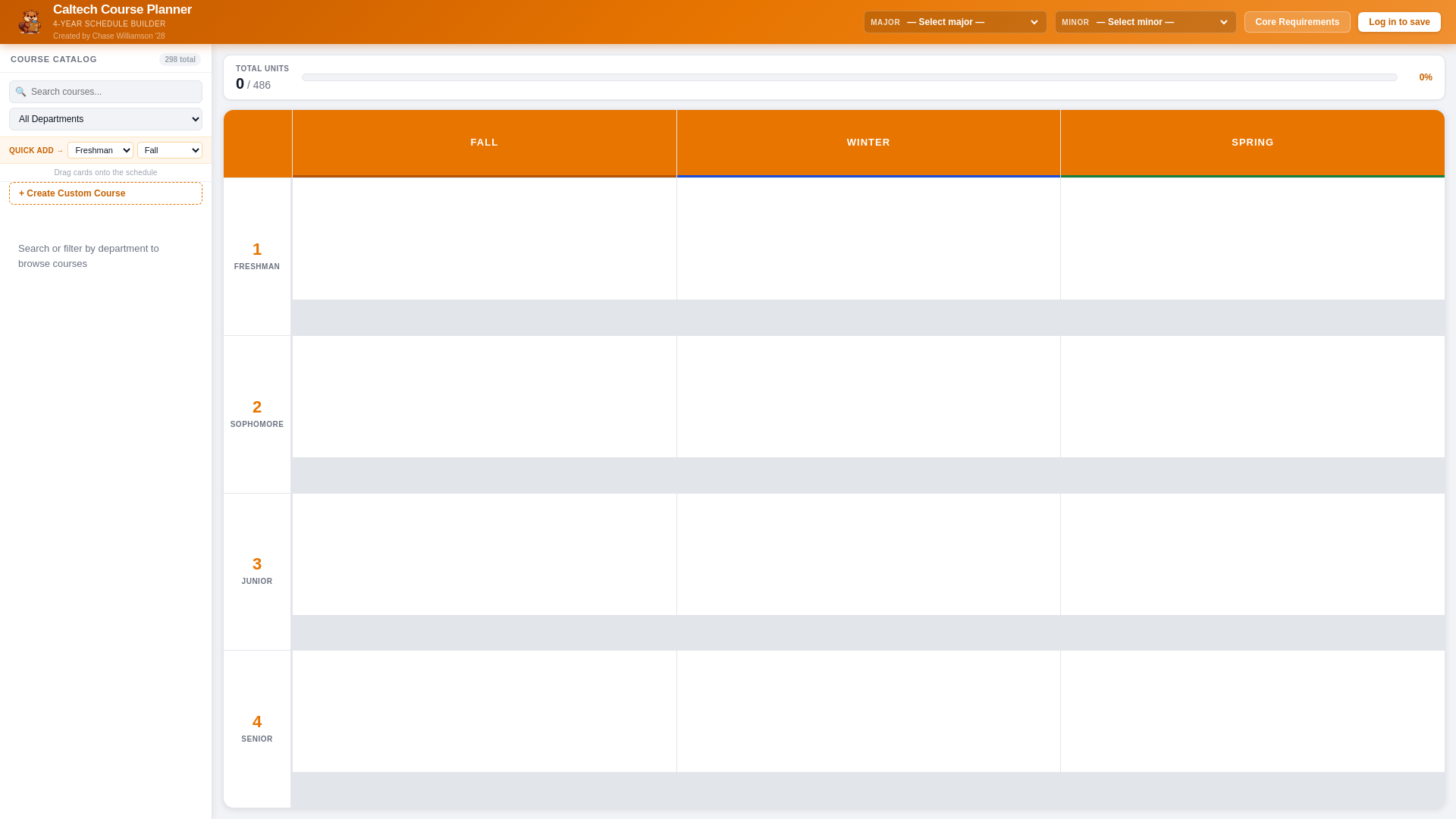 website screenshot of https://caltechcourseplanner.pages.dev/
