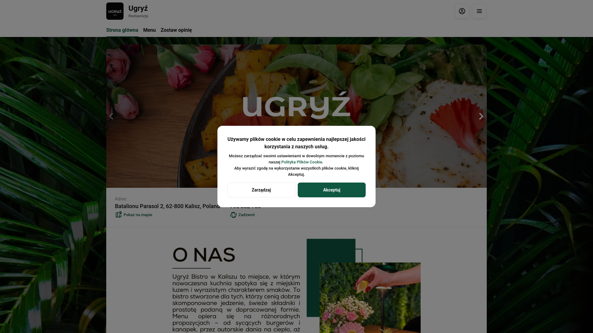 website screenshot of https://ugryzbistro.pl