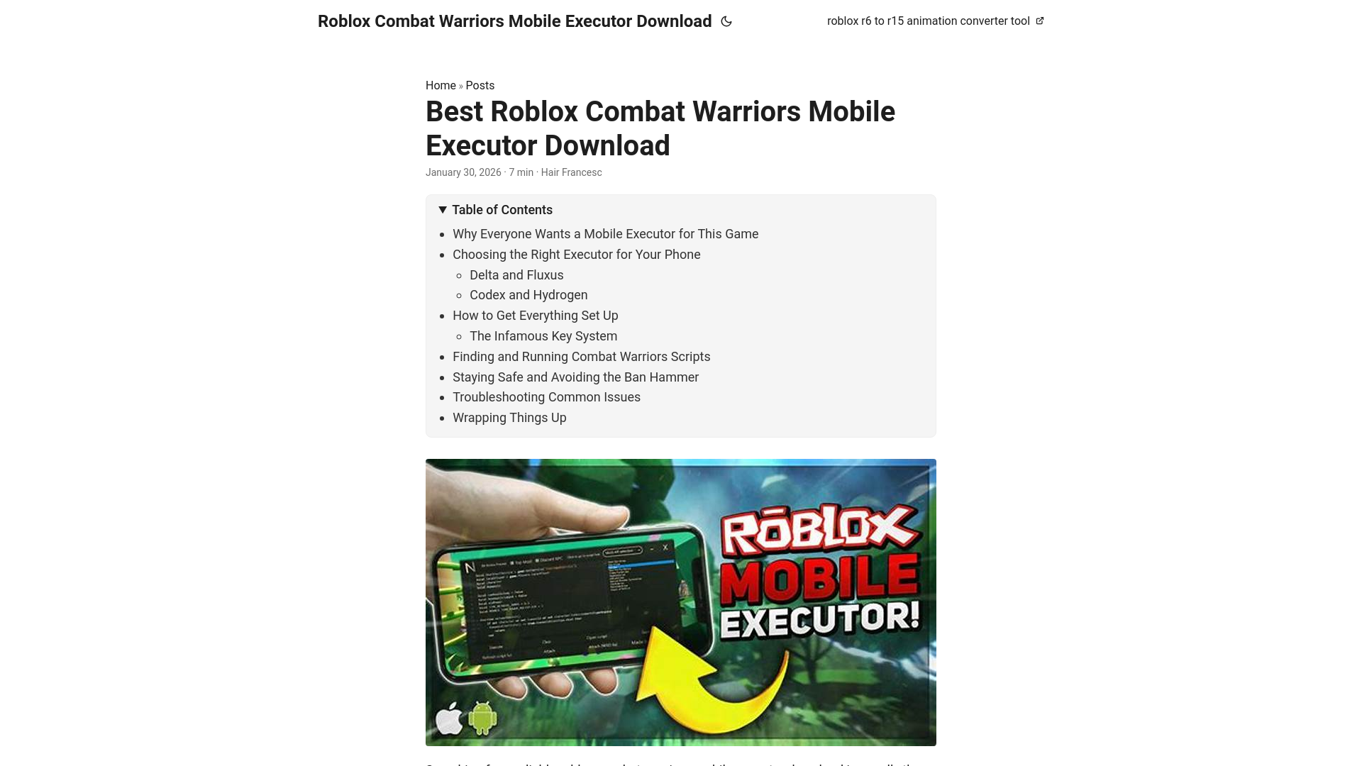 website screenshot of https://roblox-combat-warriors-mobile-executor-download.pages.dev/