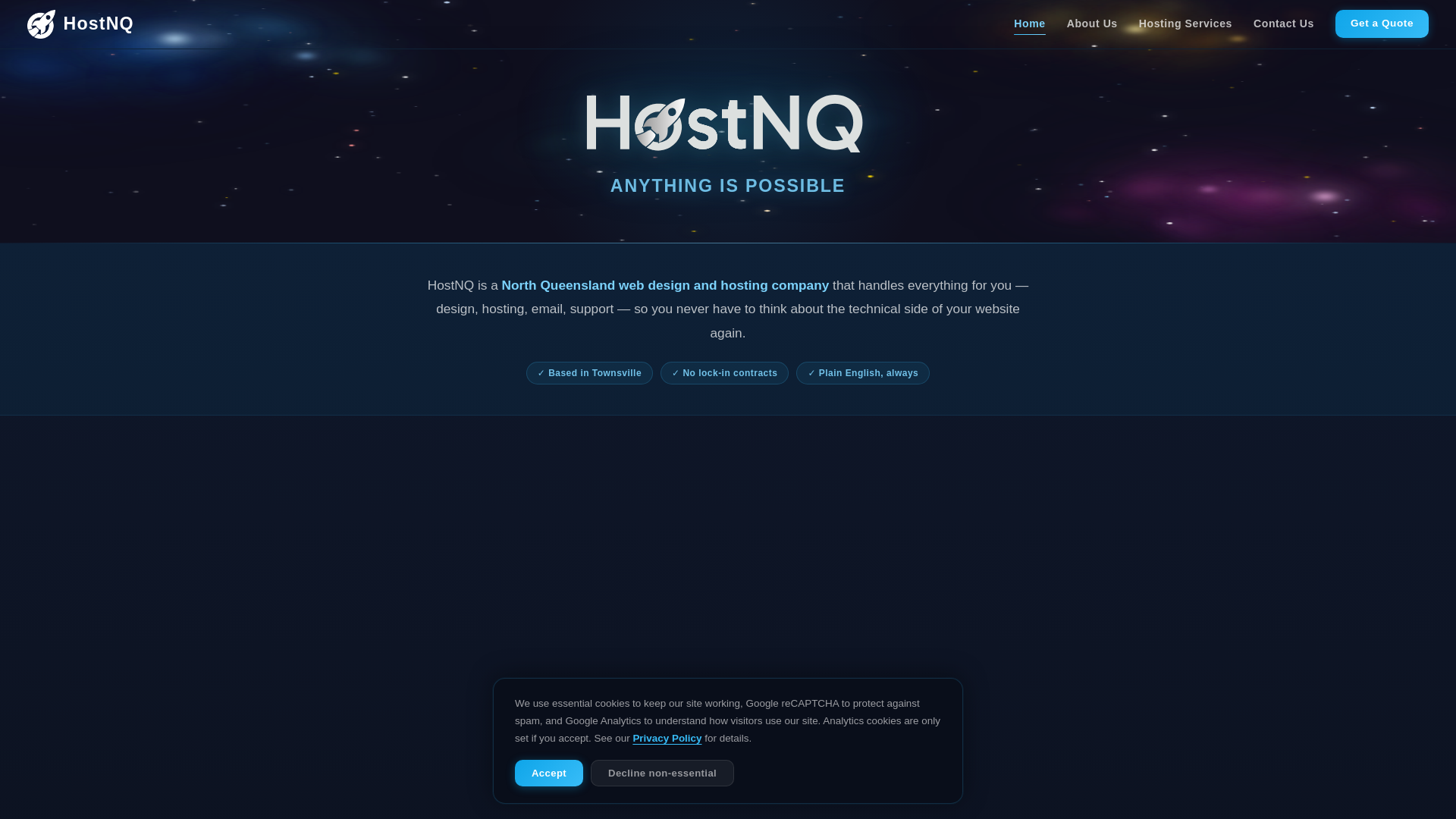 website screenshot of https://hostnq.com.au/