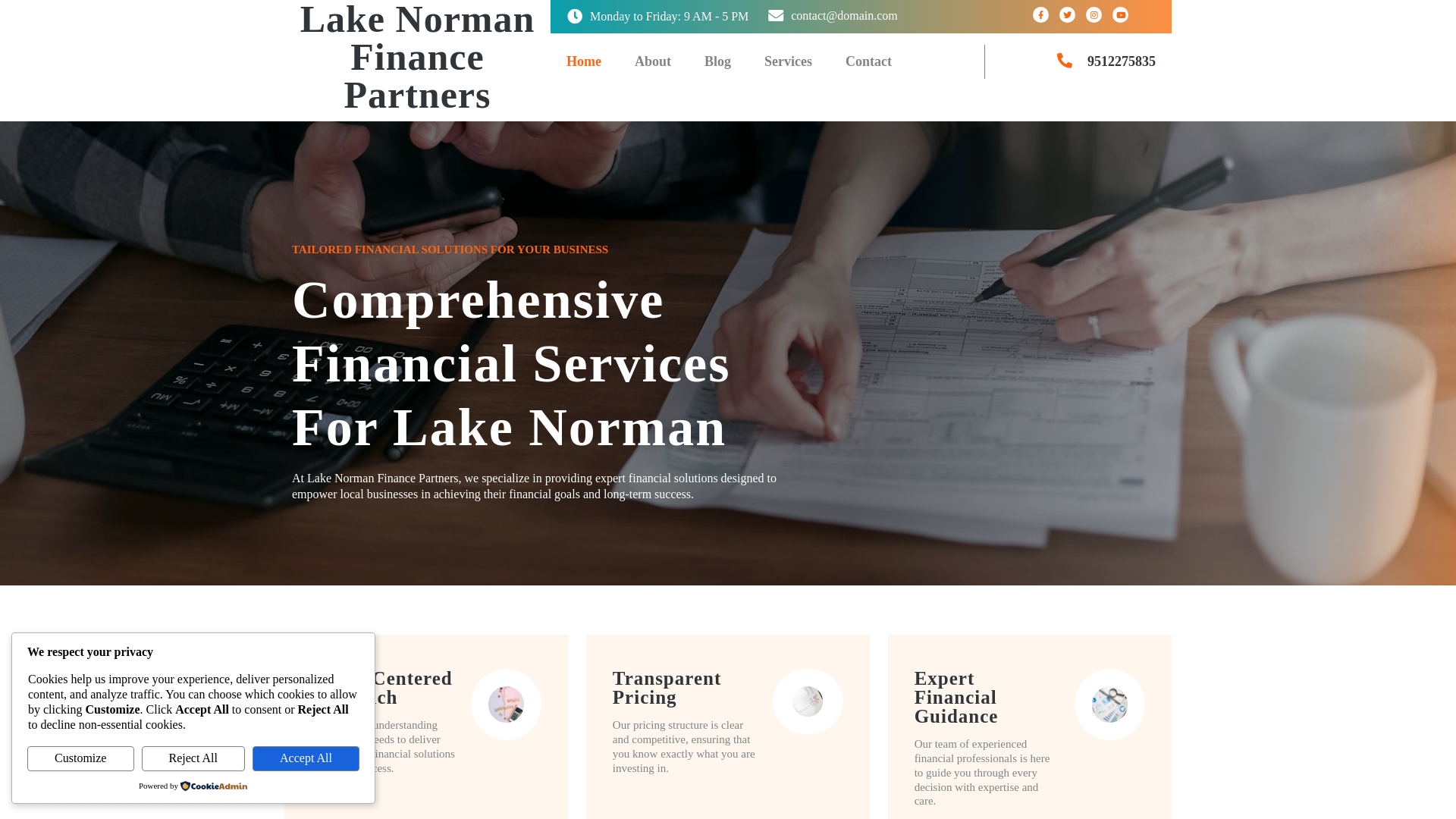 website screenshot of https://lakenormanfinance.com/