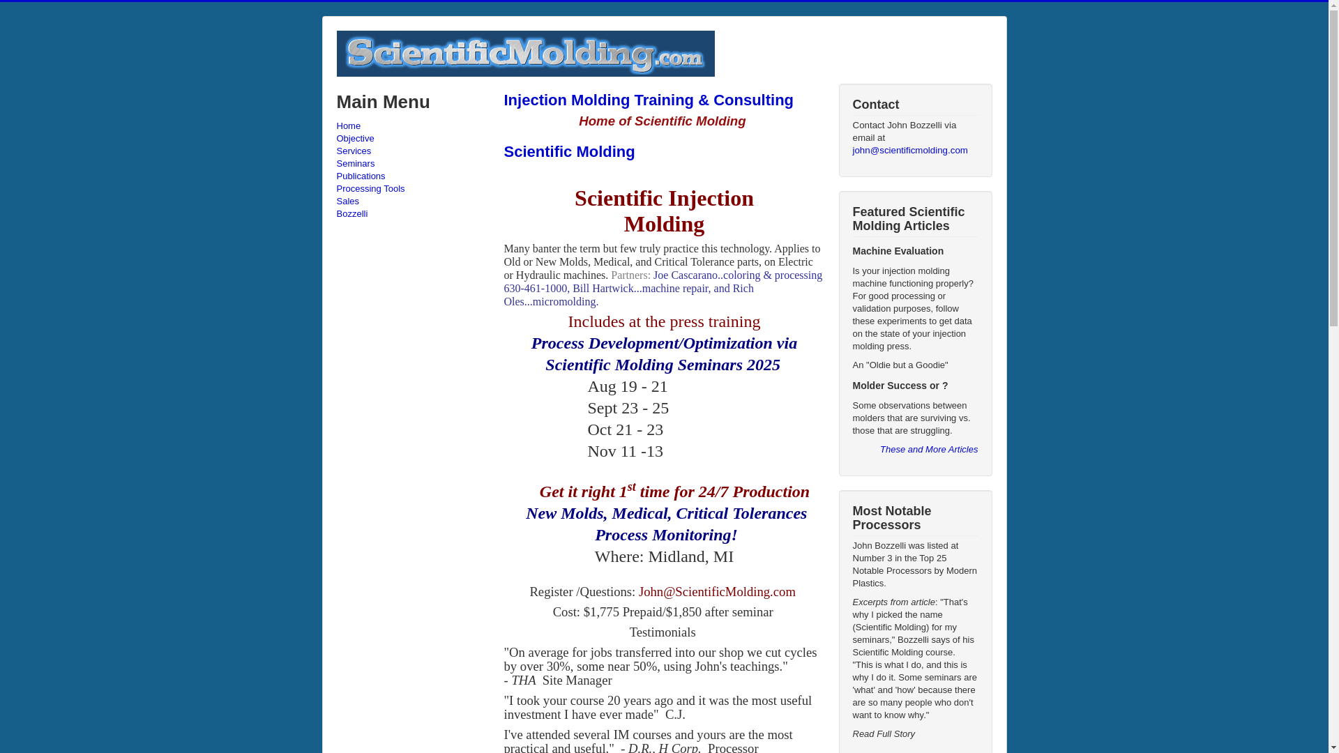 website screenshot of https://scientificmolding.org/