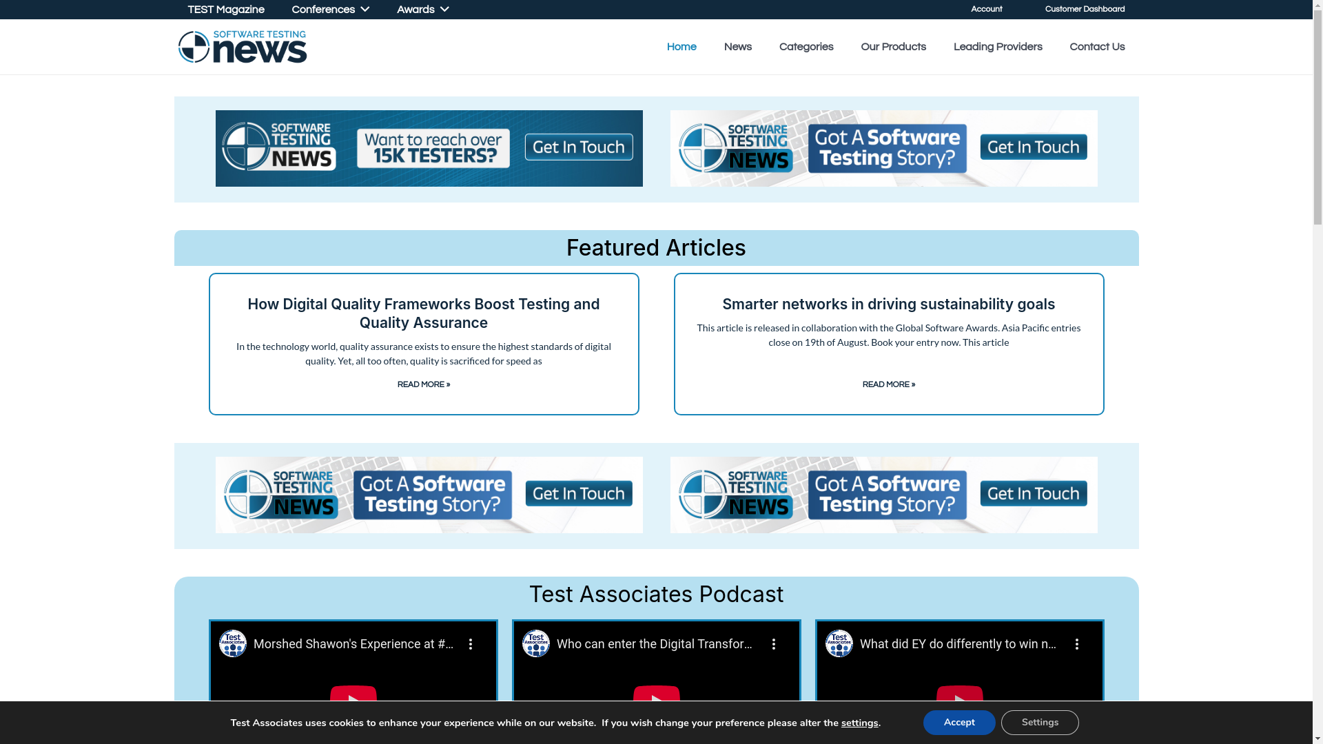 website screenshot of https://softwaretestingnews.co.uk/