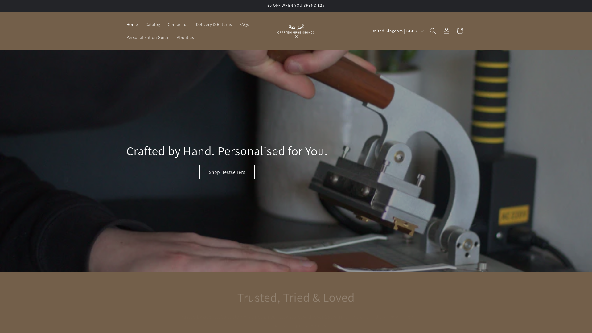 website screenshot of https://craftedimpression.co
