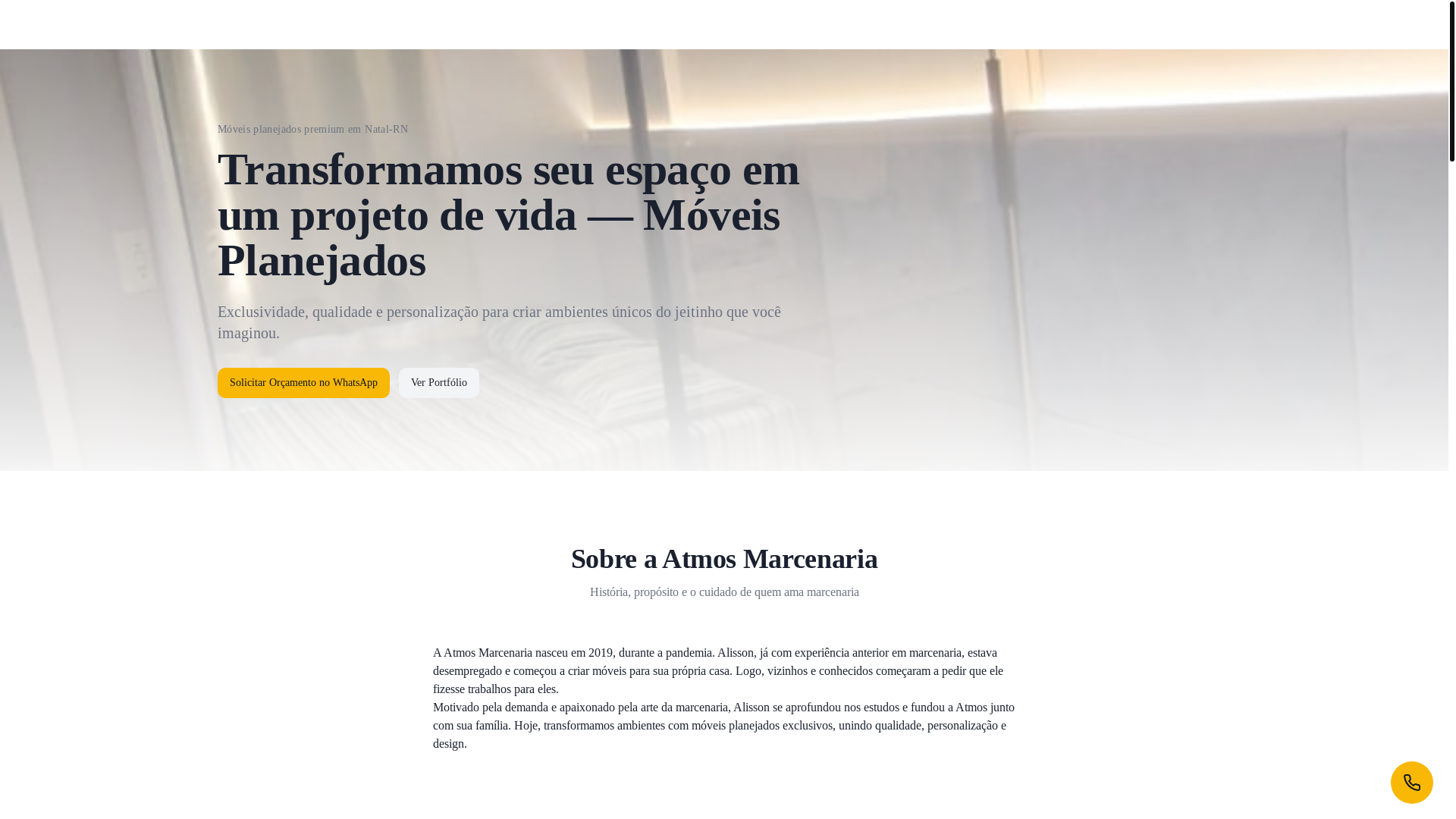 website screenshot of https://atmosmarcenaria.com.br/