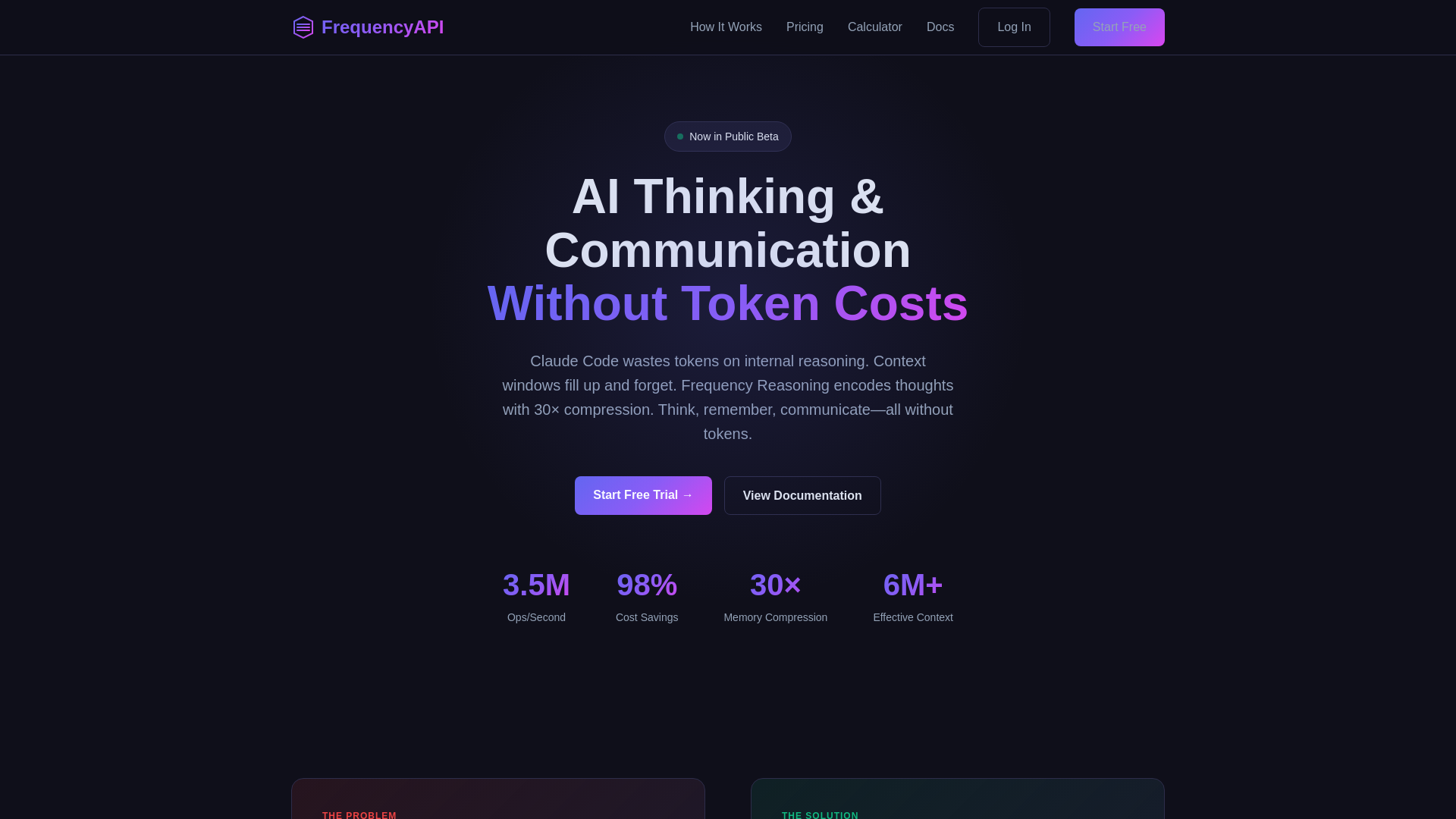website screenshot of https://frequency-landing.pages.dev/