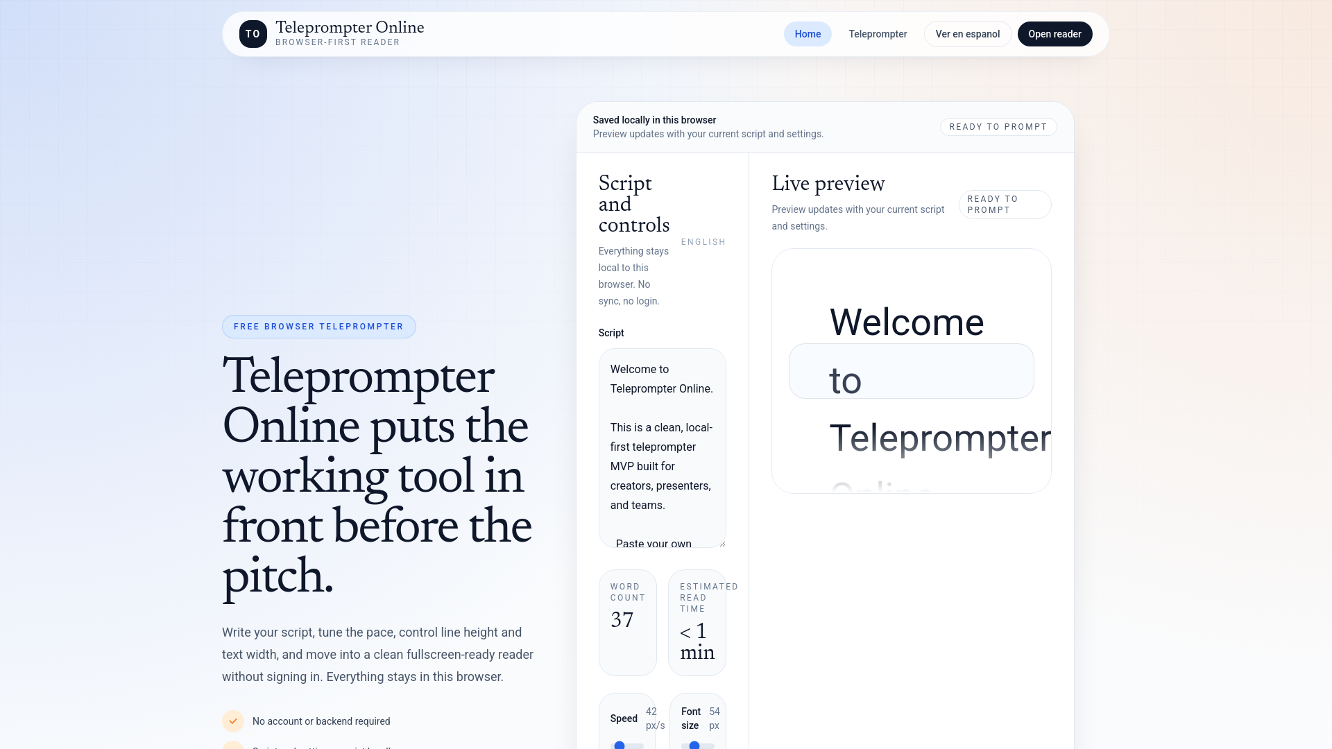 website screenshot of https://teleprompter-online.pages.dev/
