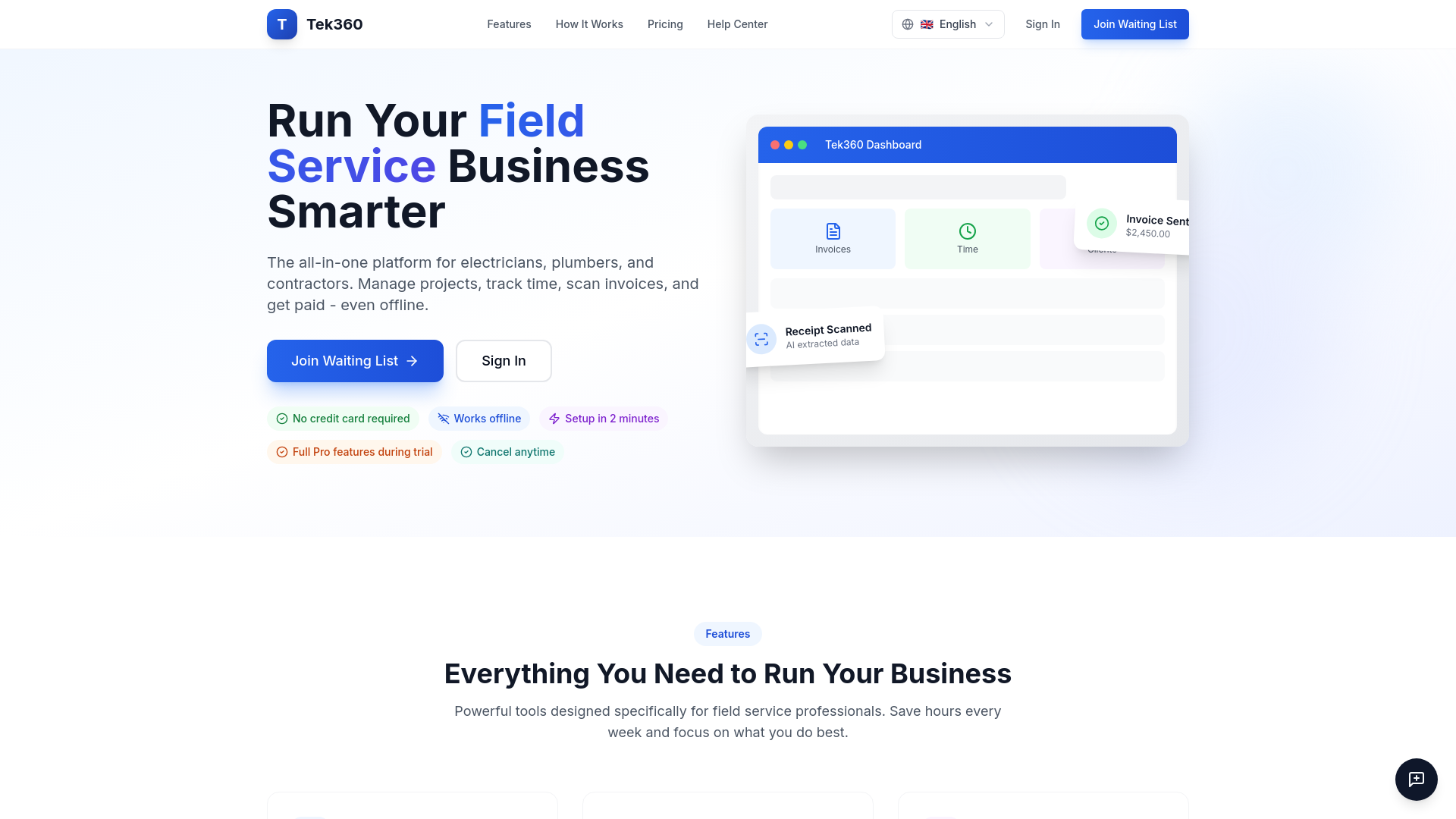 website screenshot of https://tek360.se