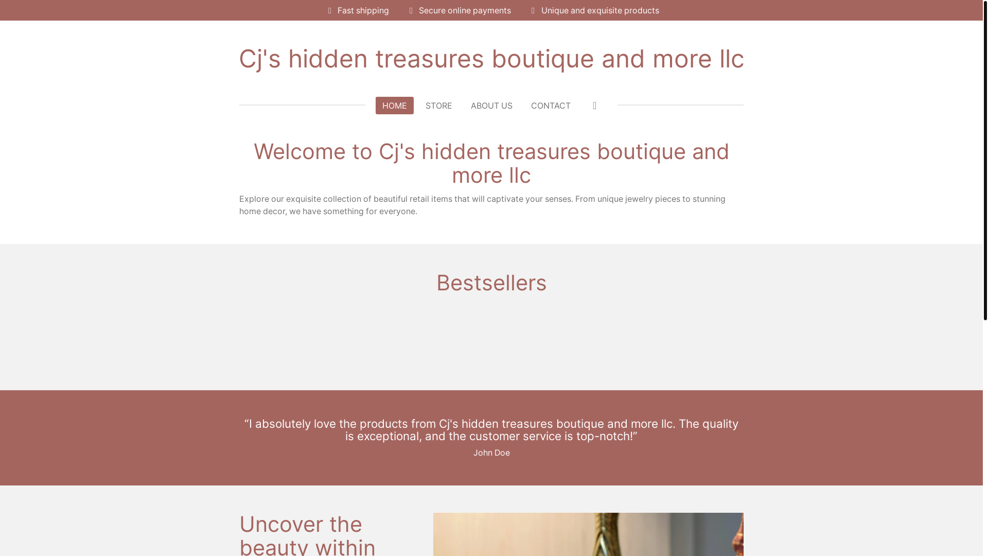 website screenshot of https://cjs-hidden-treasures-boutique-and-more-llc.com/
