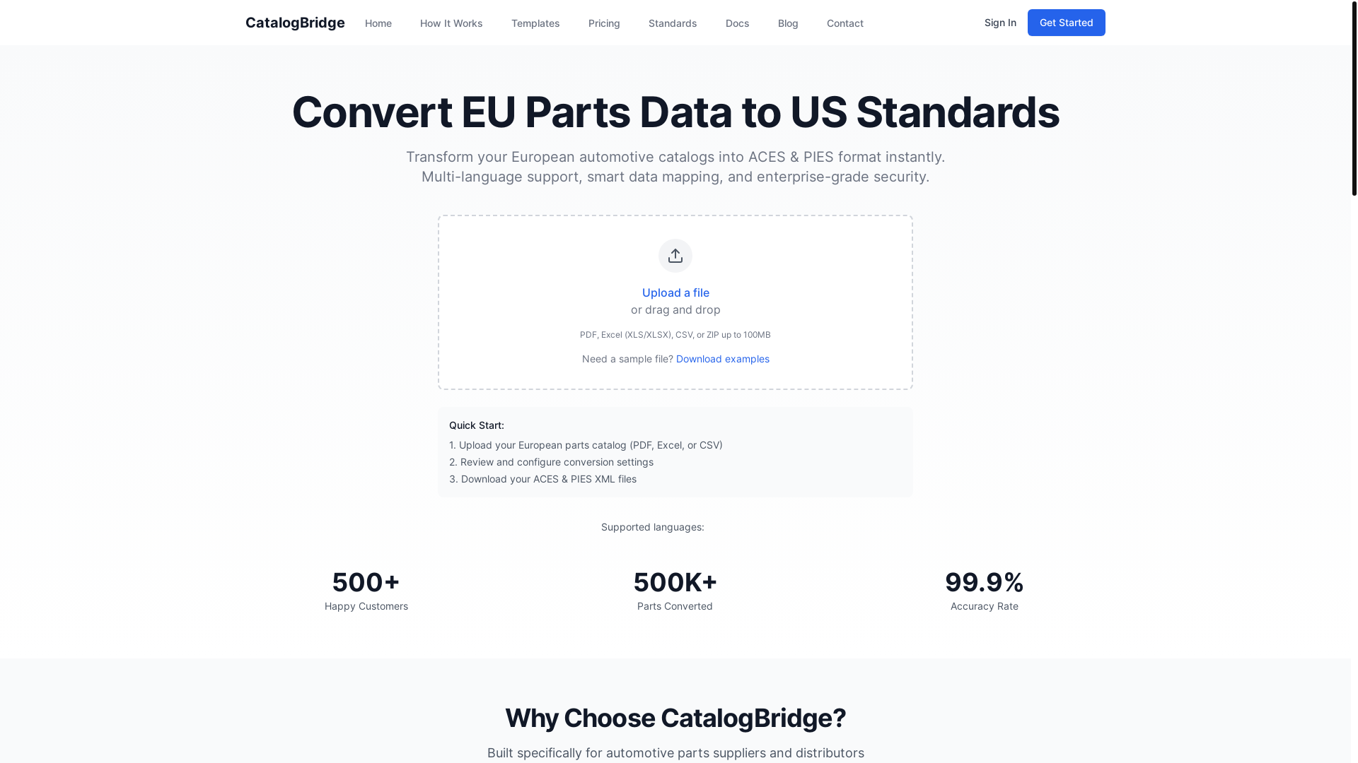 website screenshot of https://catalog-bridge-staging.pages.dev/