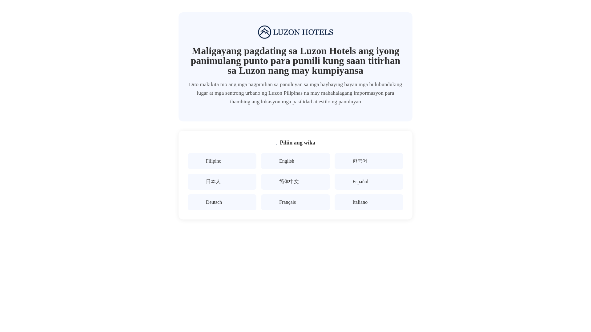 website screenshot of https://luzon-hotels.com/