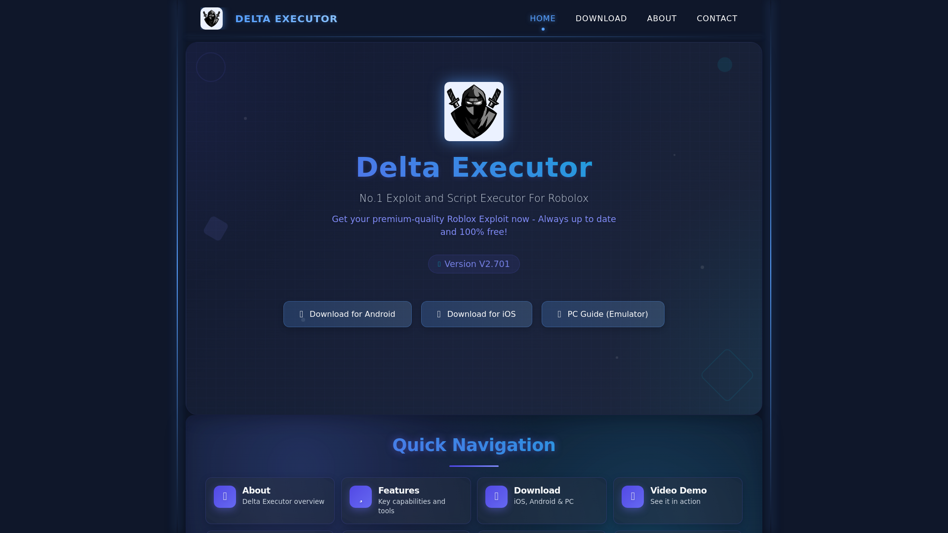 website screenshot of https://deltaexecut.net/
