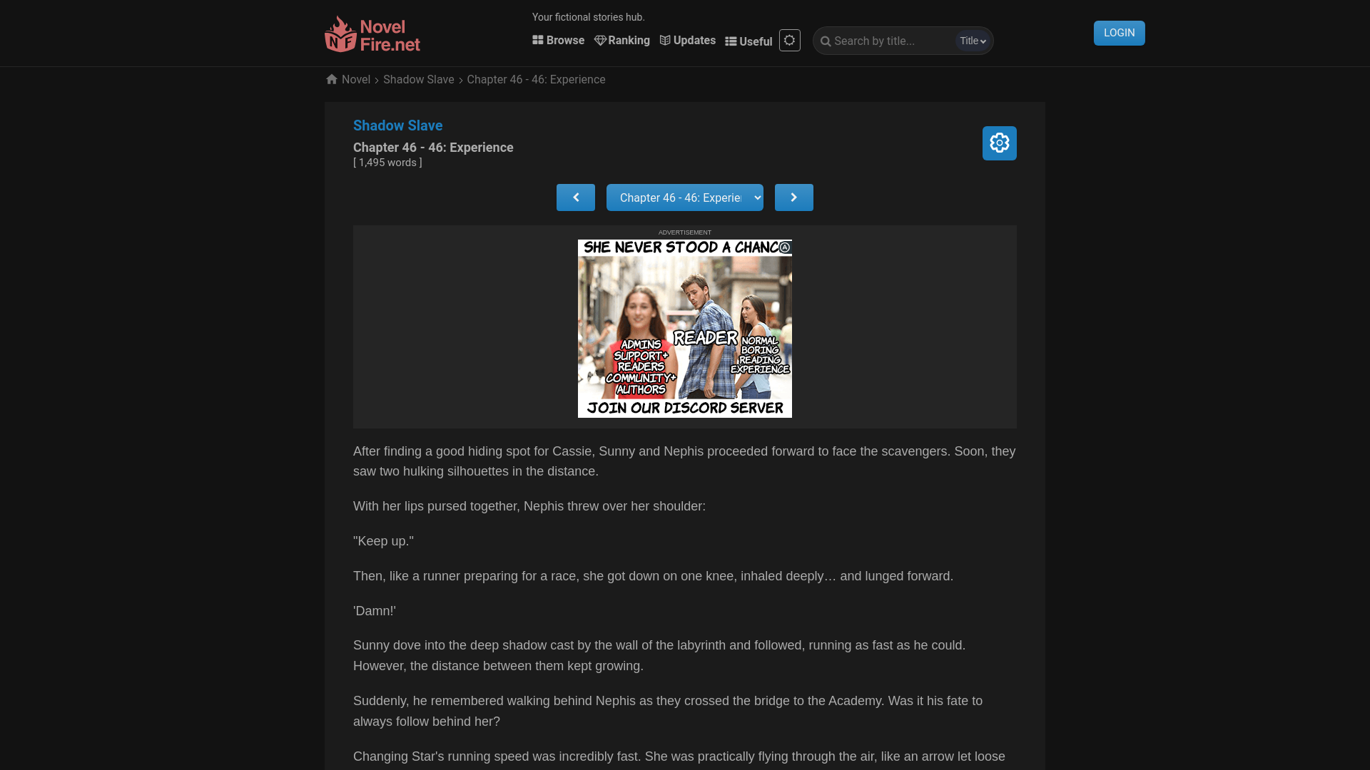 website screenshot of https://novelfire.net/book/shadow-slave/chapter-46