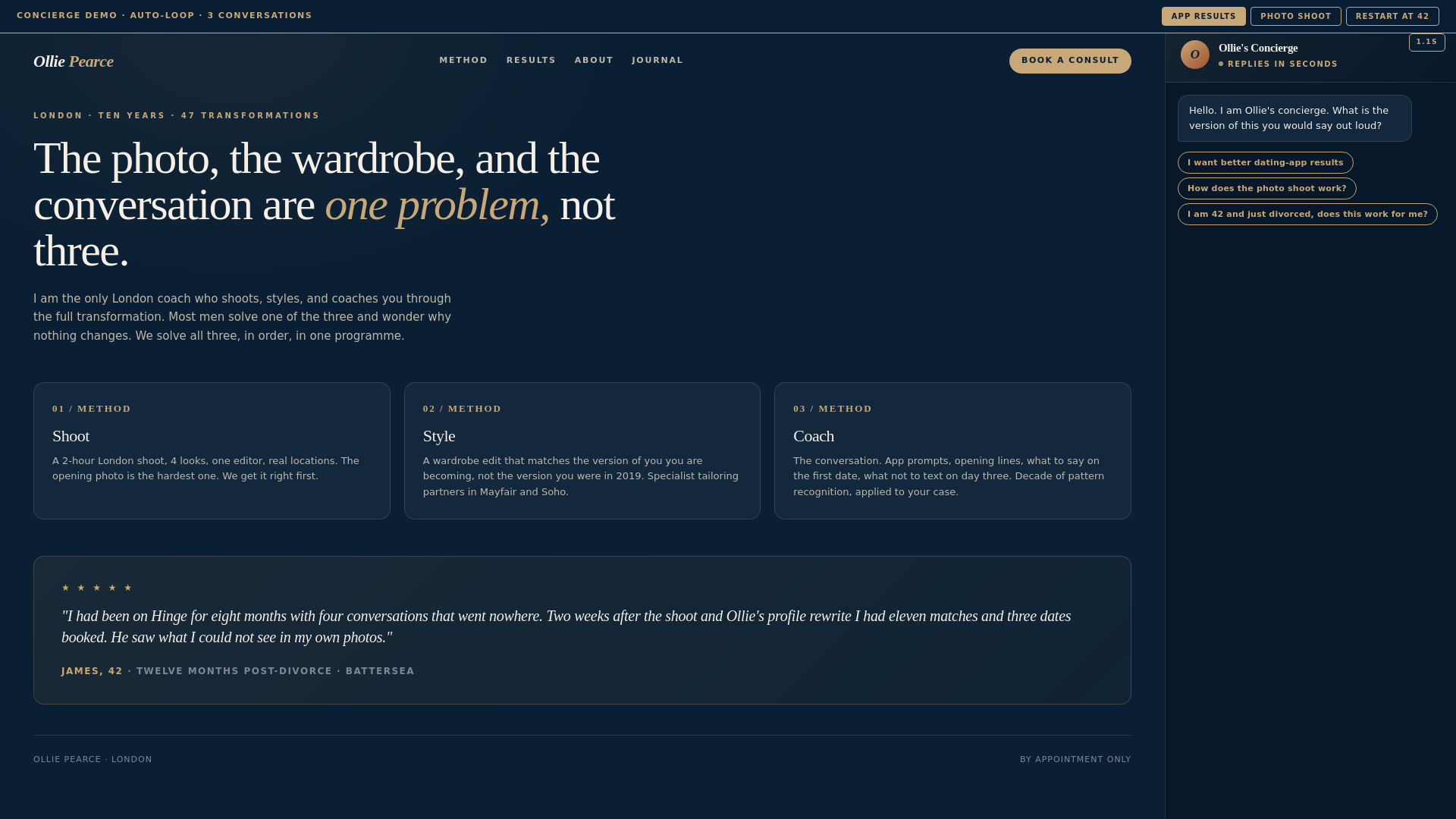 website screenshot of https://ollie-pearce-mockup.pages.dev/