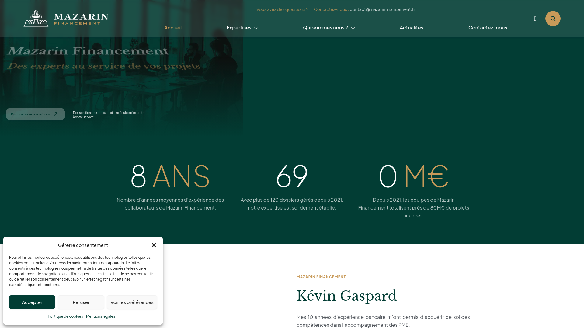 website screenshot of https://cabinetmazarinfinancement.com