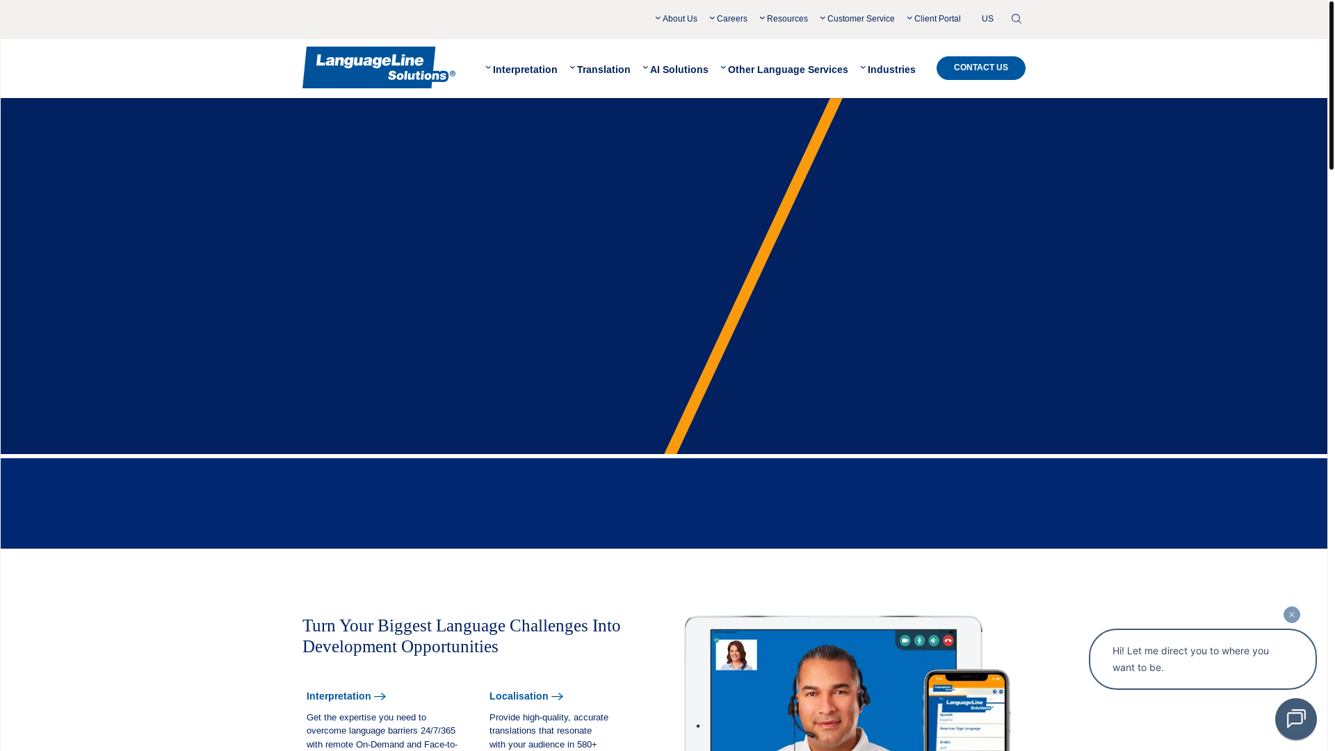 website screenshot of https://languagelineuk.com/
