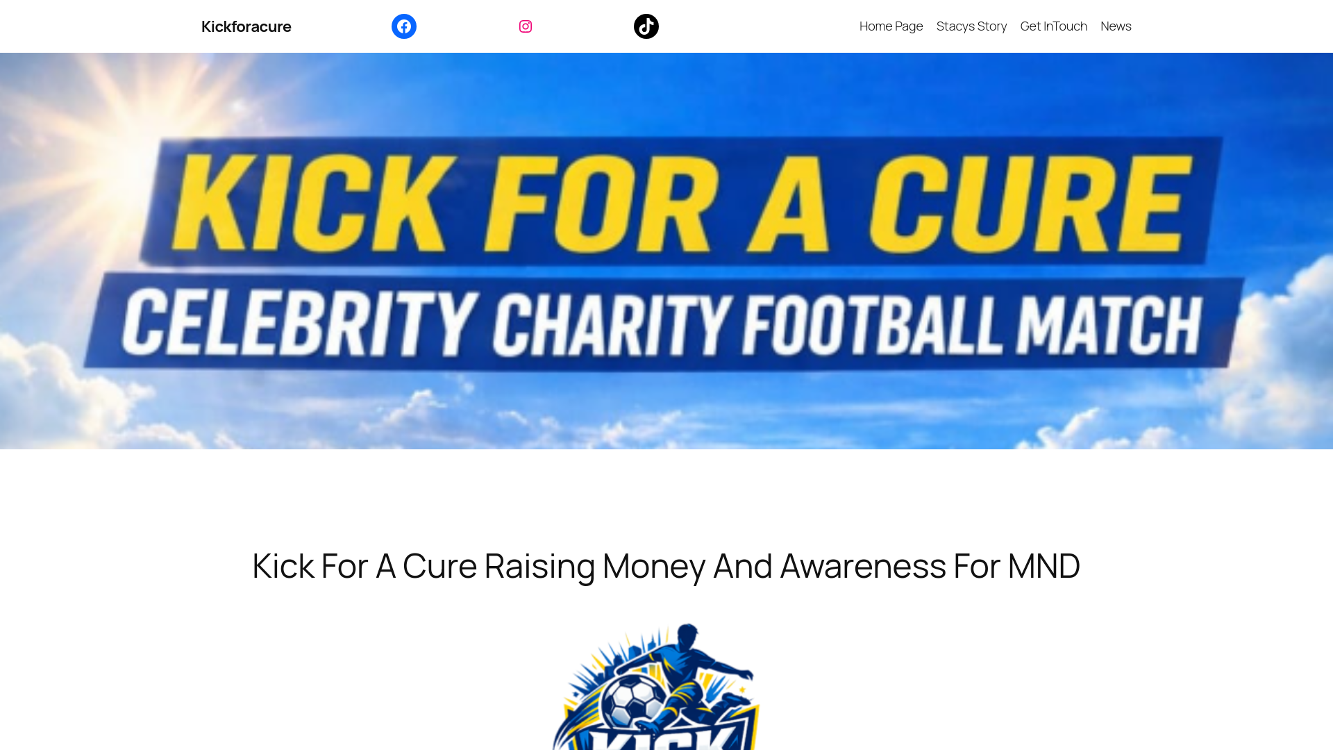 website screenshot of https://kickforacure.co.uk/