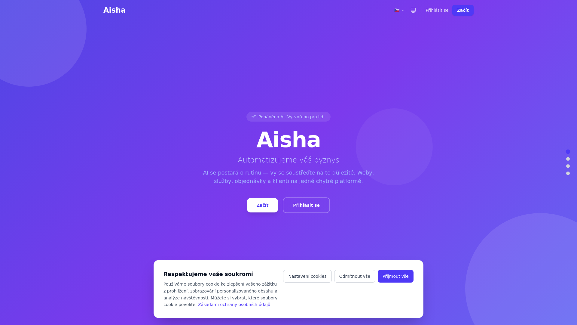 website screenshot of https://aishagroup.cz/
