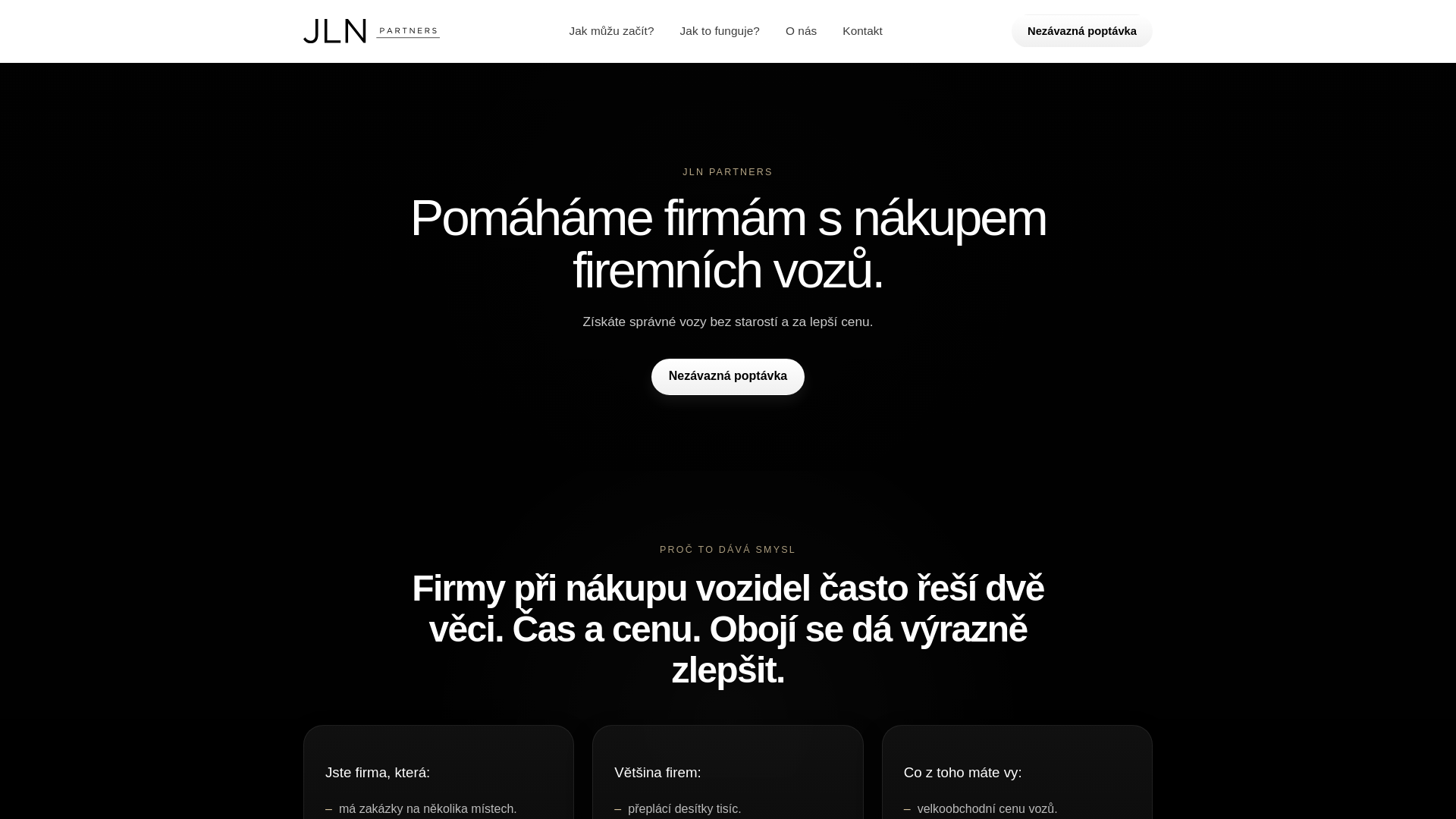 website screenshot of https://jlnpartners.cz/