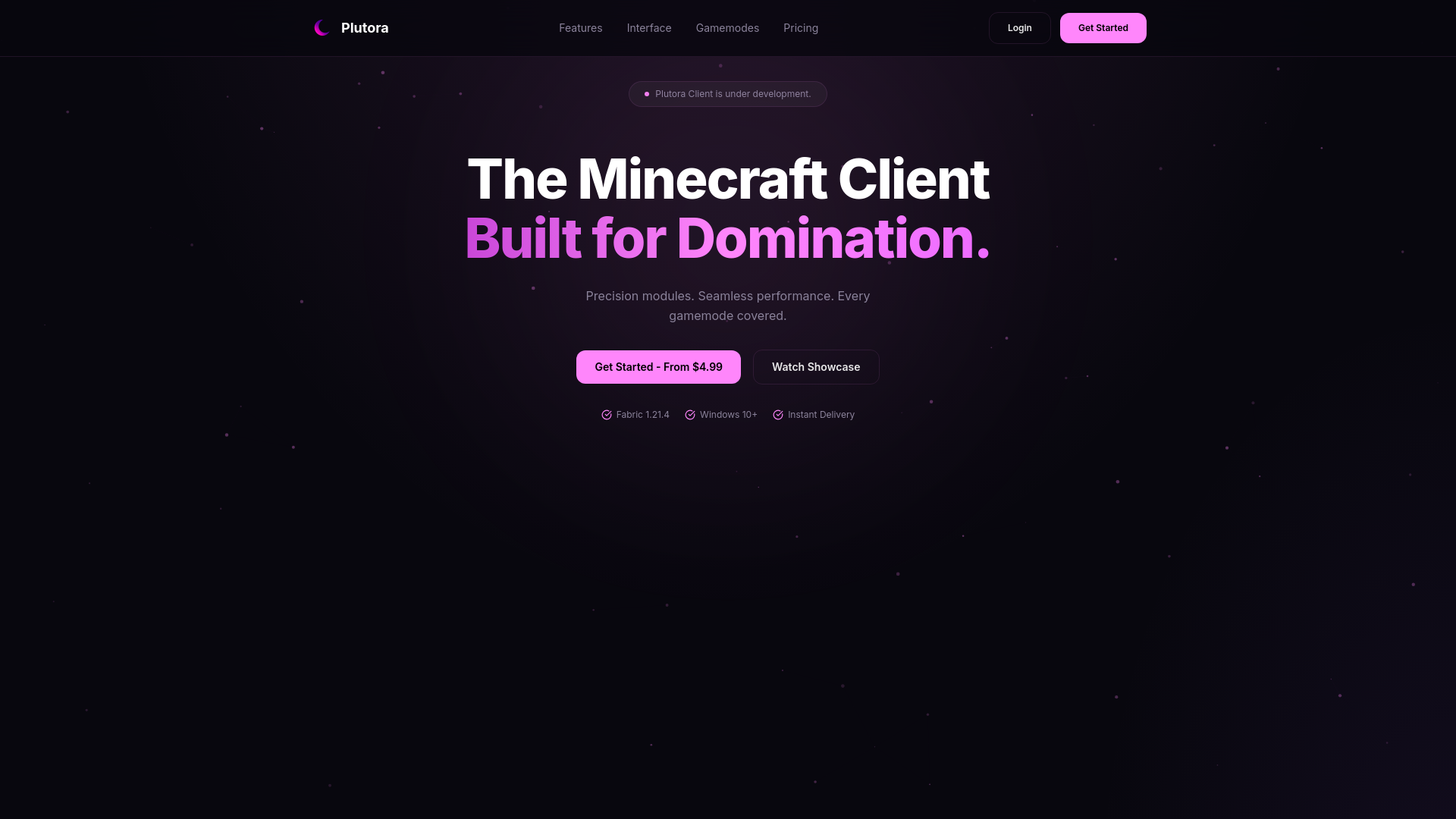 website screenshot of https://plutoraclient.com