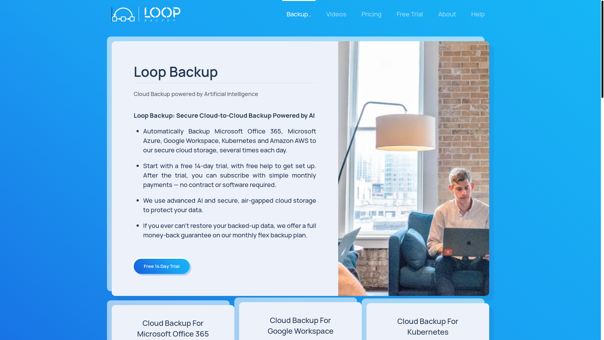 website screenshot of https://smartloopbackup.com/