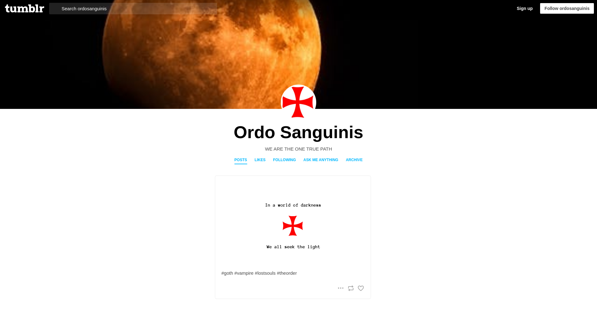 website screenshot of https://ordosanguinis.blog/