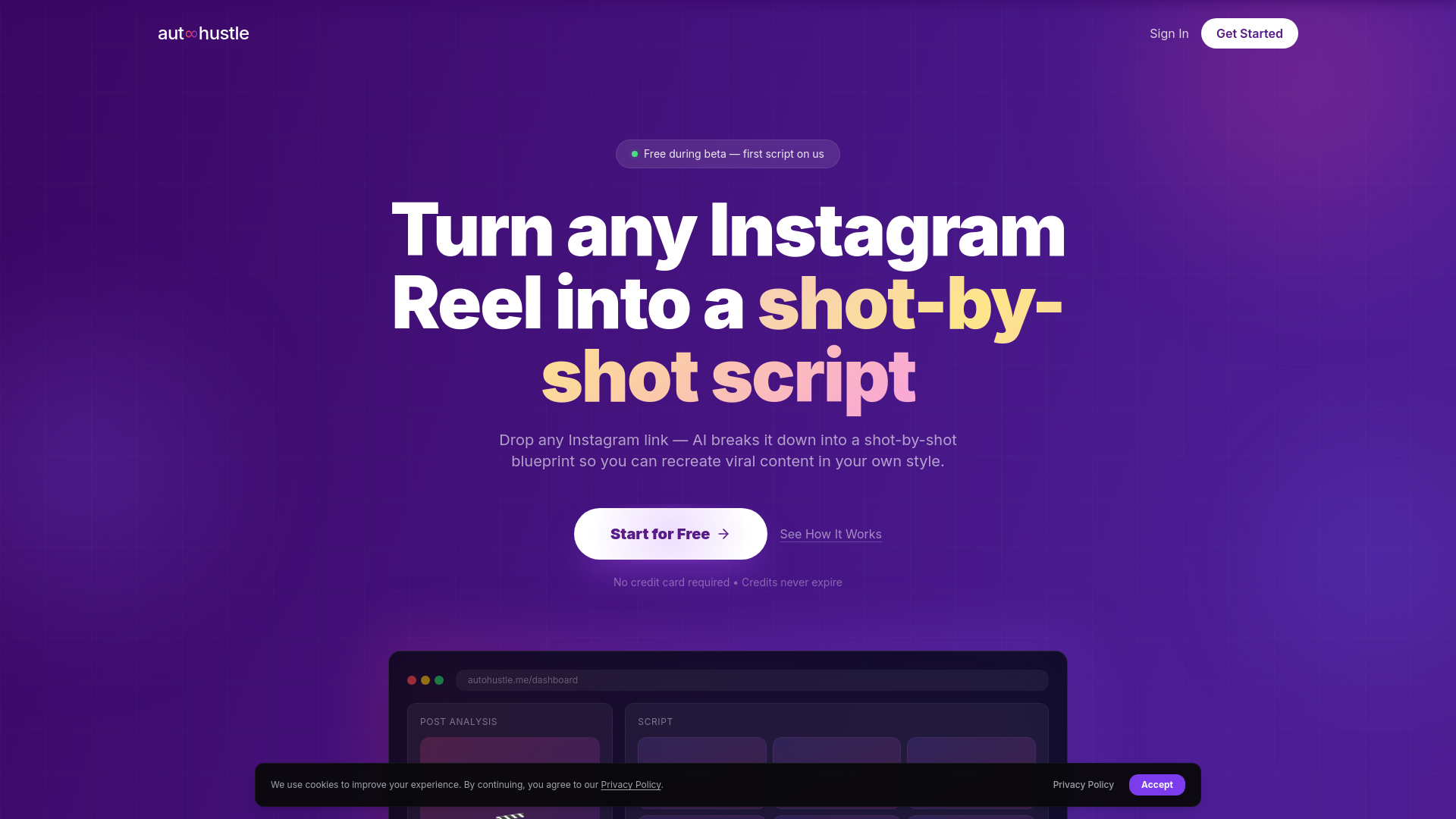 website screenshot of https://autohustle.me/