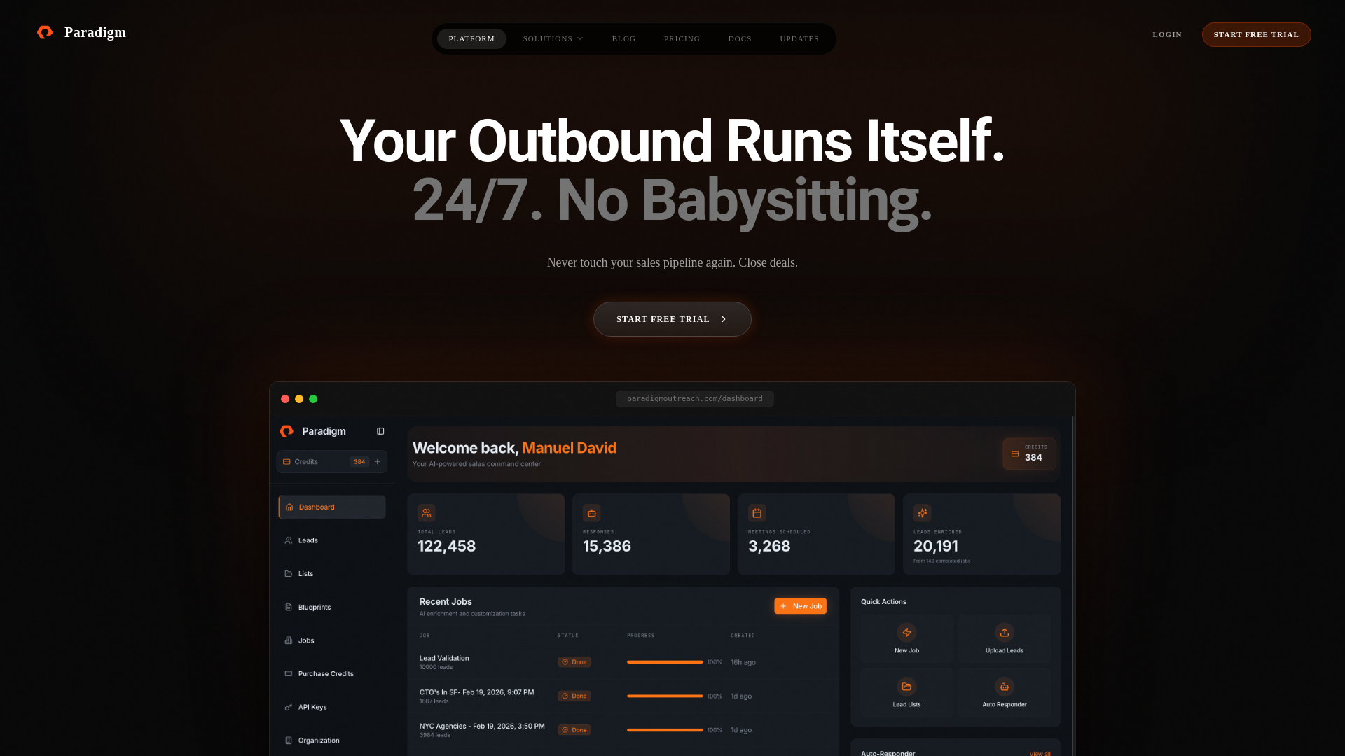website screenshot of https://paradigmleadengine.com/