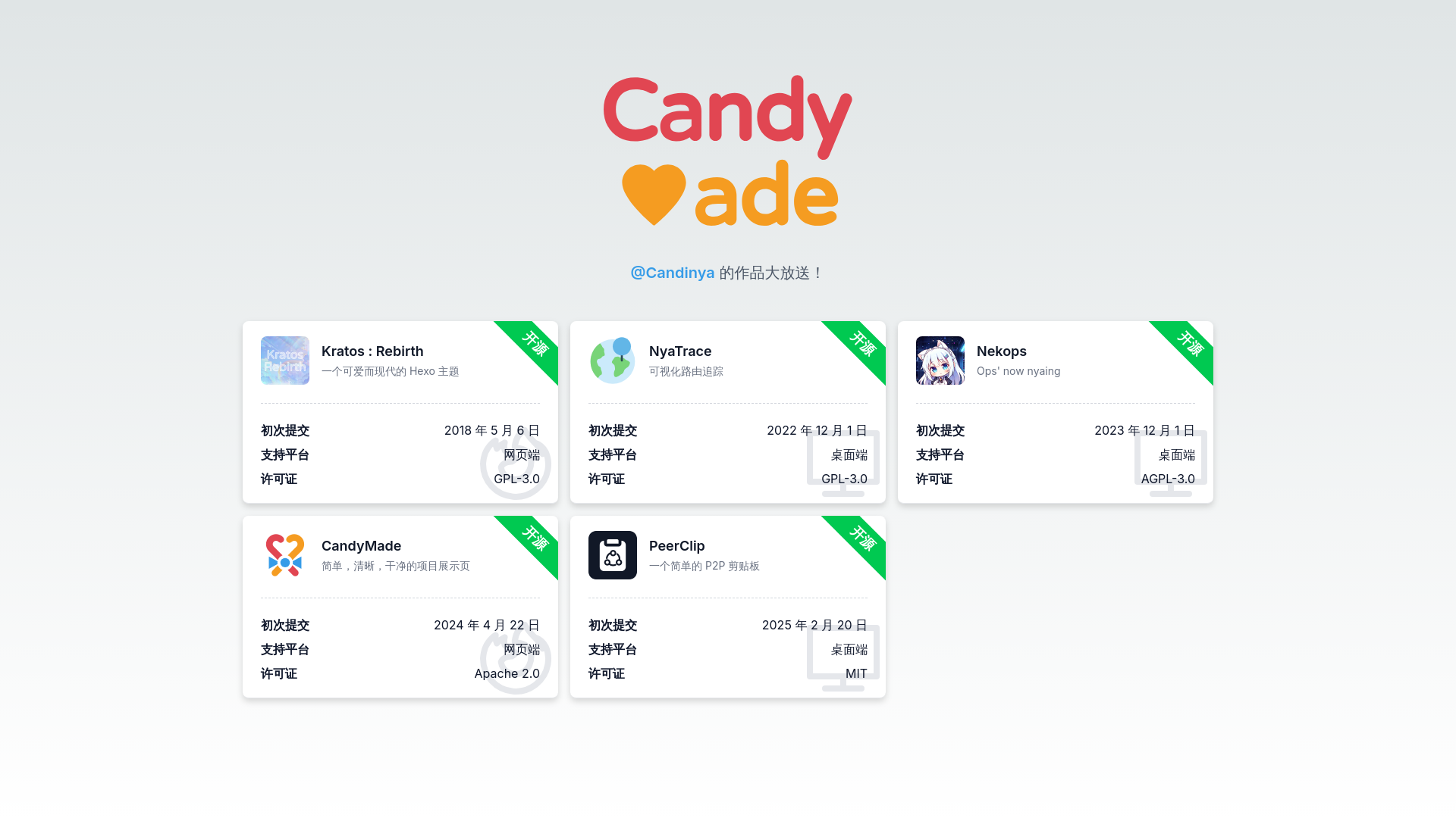 website screenshot of https://candymade.pages.dev/