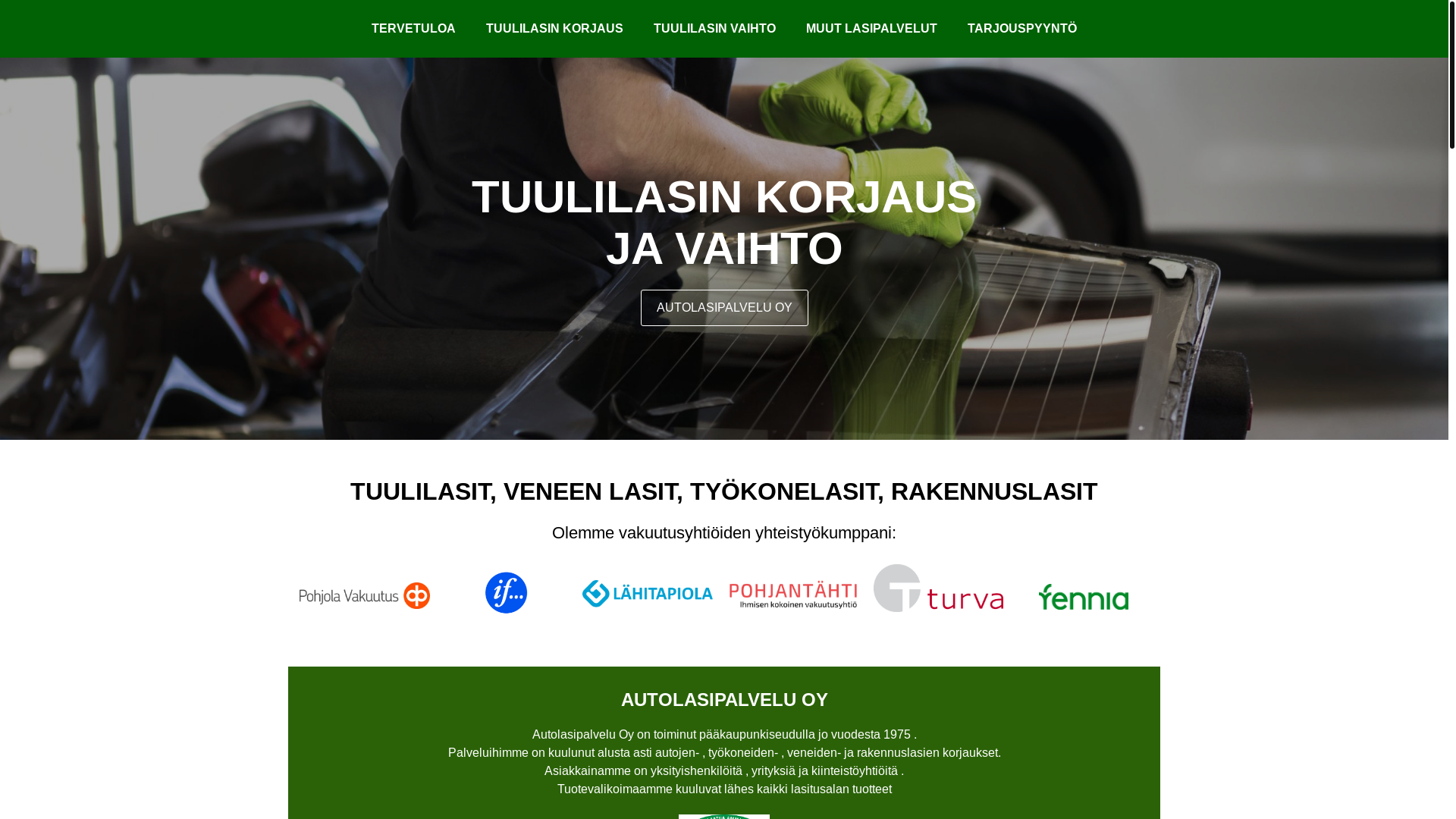 website screenshot of https://autolasipalvelu.org/
